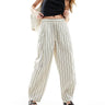 ASOS DESIGN baggy fit pull on with pleat hem detail in stripe