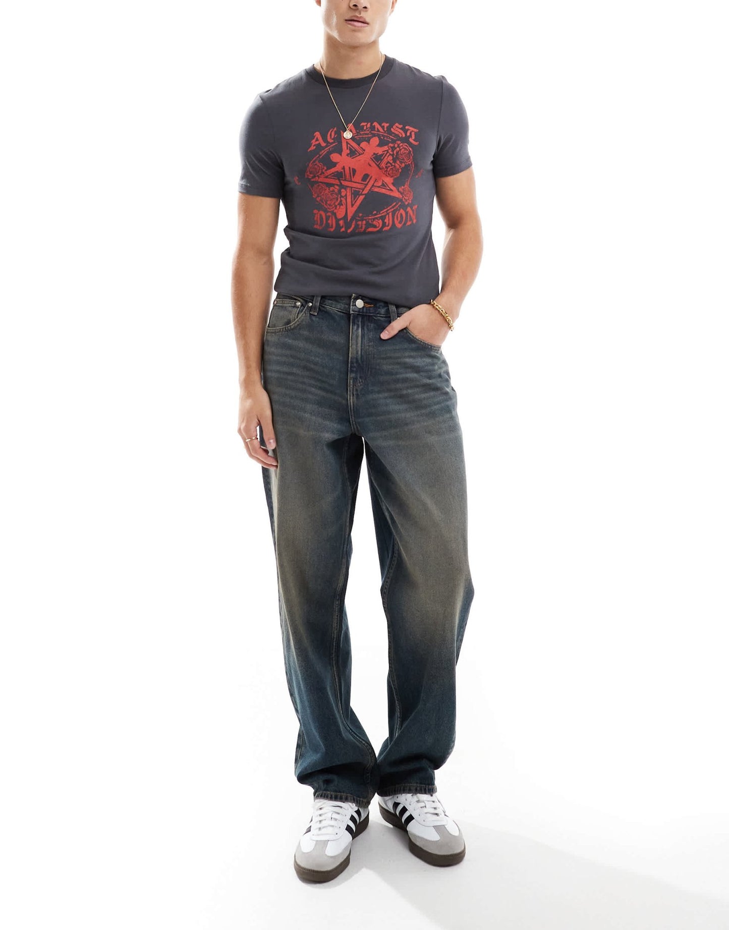 ASOS DESIGN baggy jeans with vintage tint in mid wash blue - ASOS Sample Sale EU Store