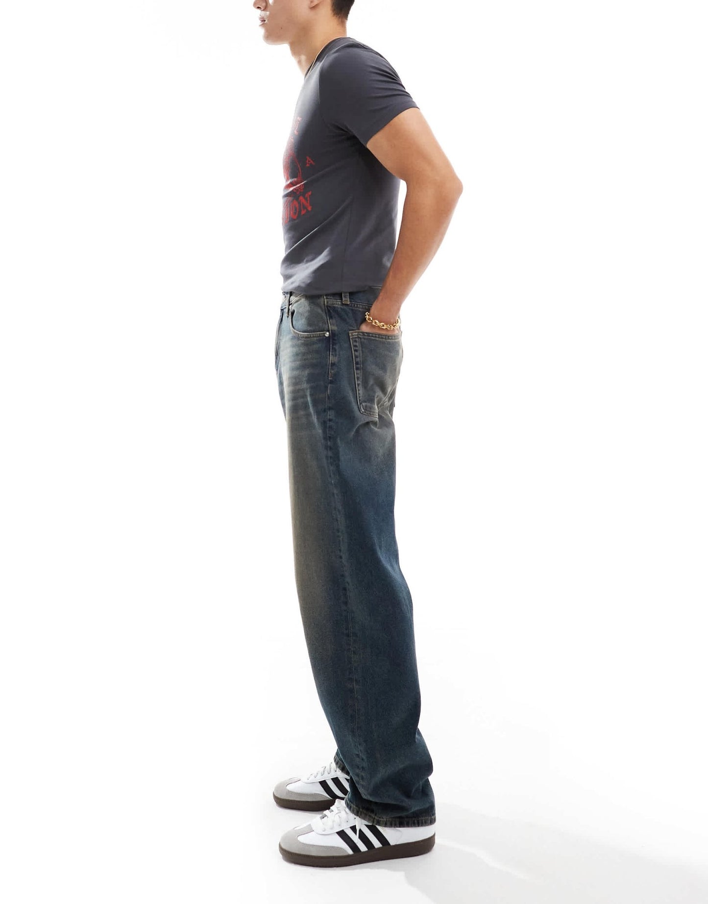 ASOS DESIGN baggy jeans with vintage tint in mid wash blue - ASOS Sample Sale EU Store