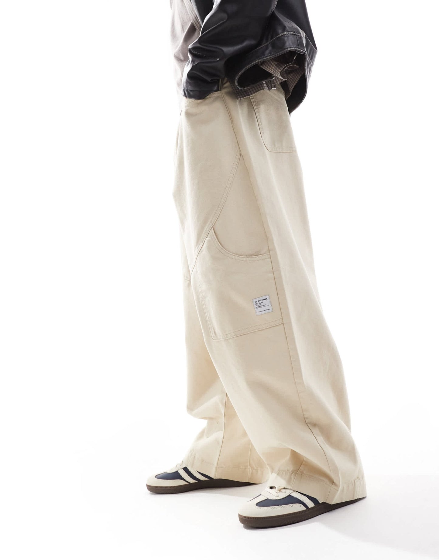 ASOS DESIGN baggy trousers with workwear patch in stone - ASOS Sample Sale EU Store