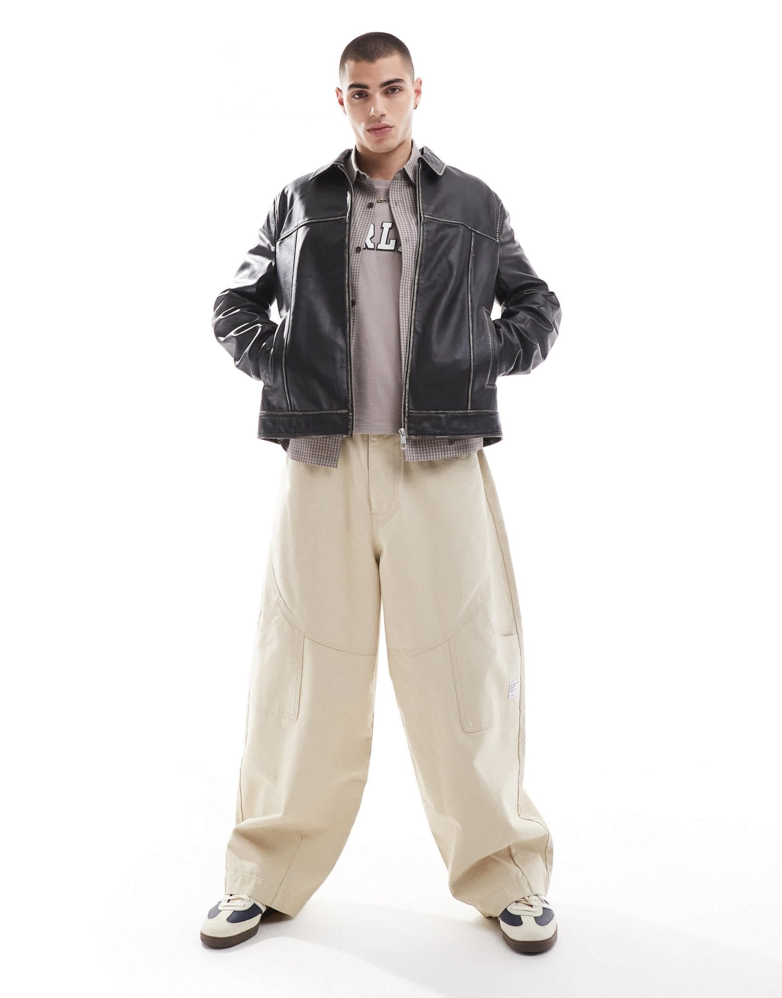 ASOS DESIGN baggy trousers with workwear patch in stone - ASOS Sample Sale EU Store
