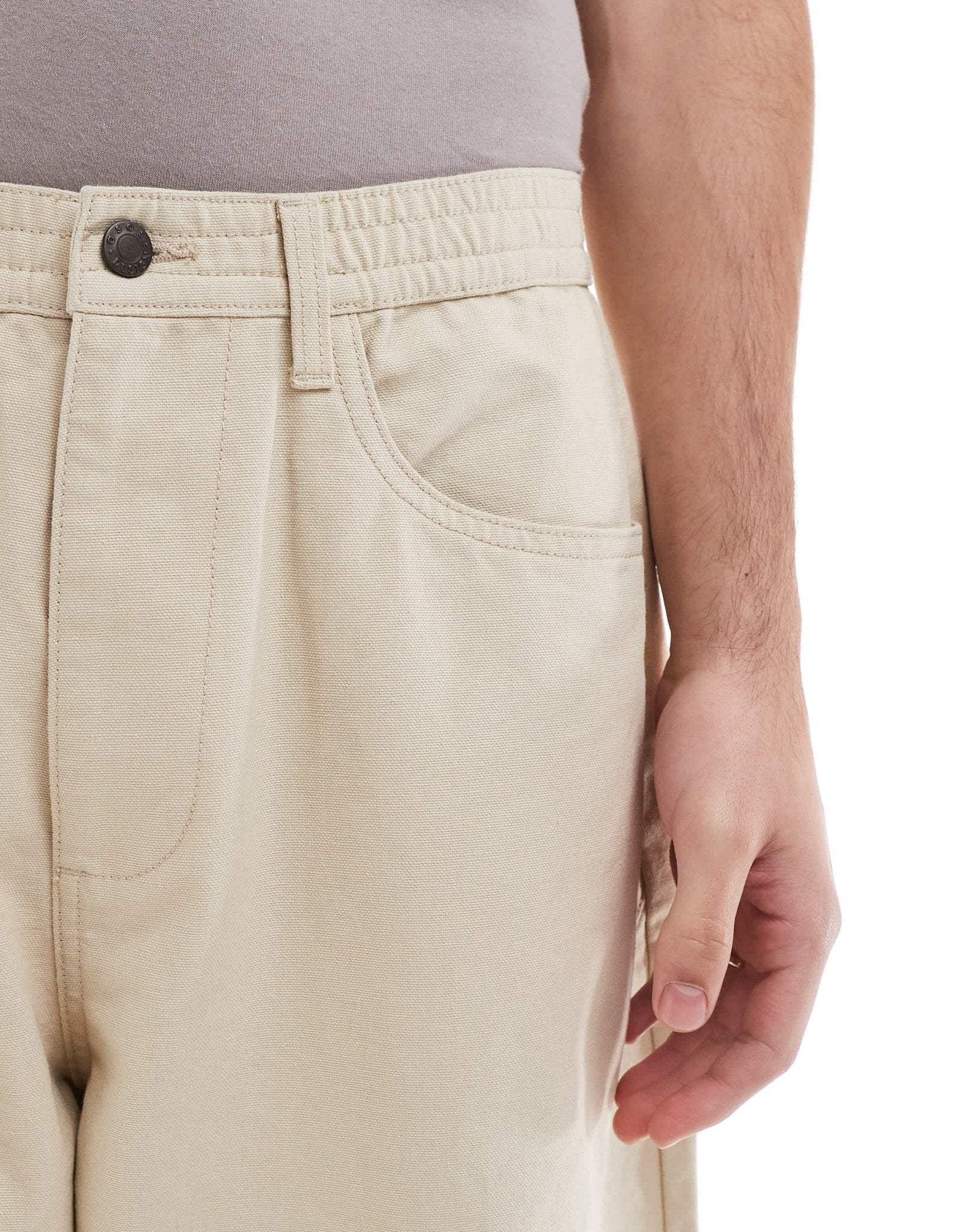 ASOS DESIGN baggy trousers with workwear patch in stone - ASOS Sample Sale EU Store