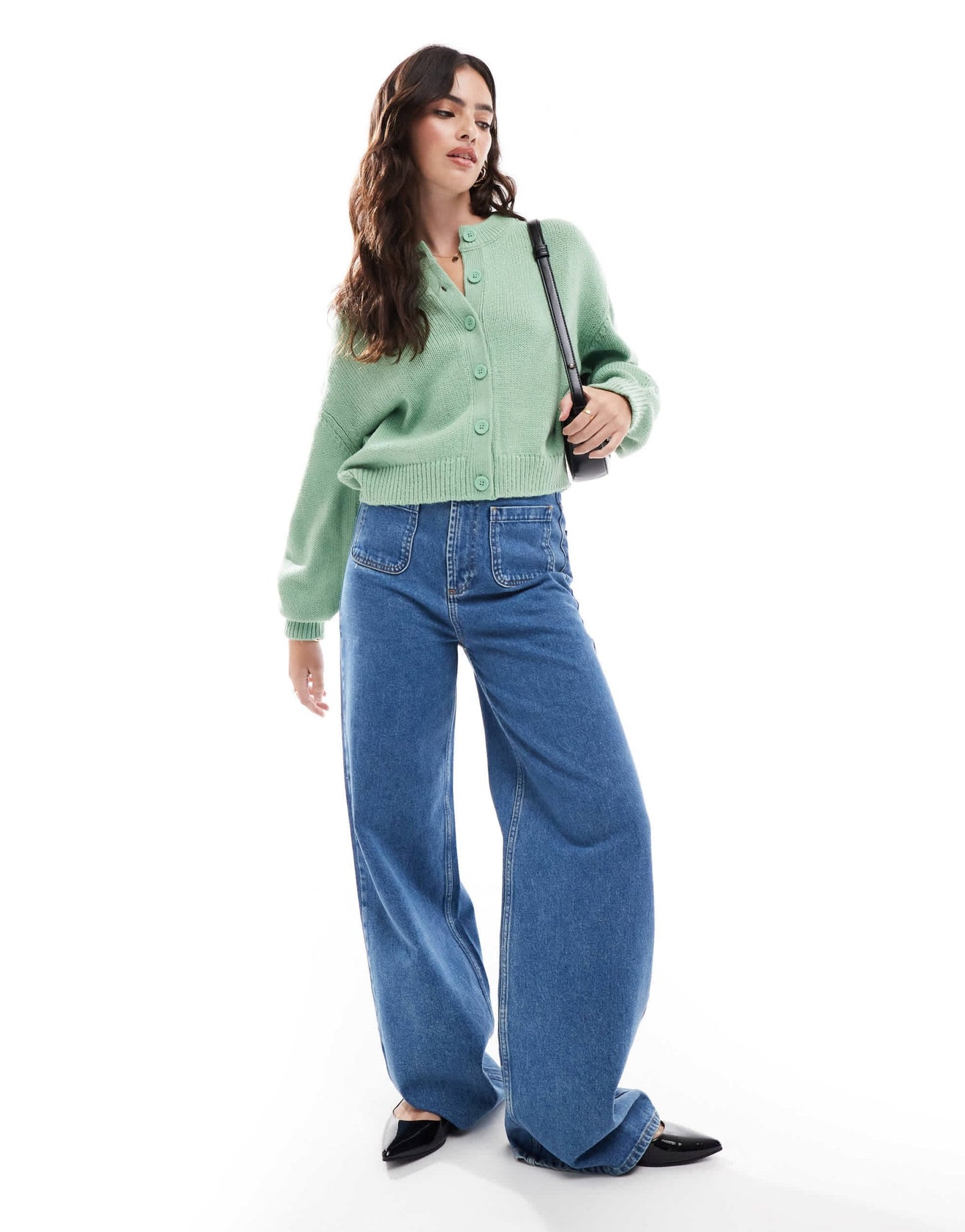 ASOS DESIGN banana sleeve boxy cardigan in sage - ASOS Sample Sale EU Store