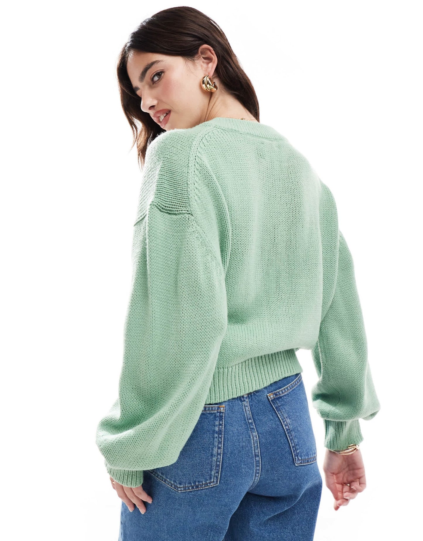 ASOS DESIGN banana sleeve boxy cardigan in sage - ASOS Sample Sale EU Store