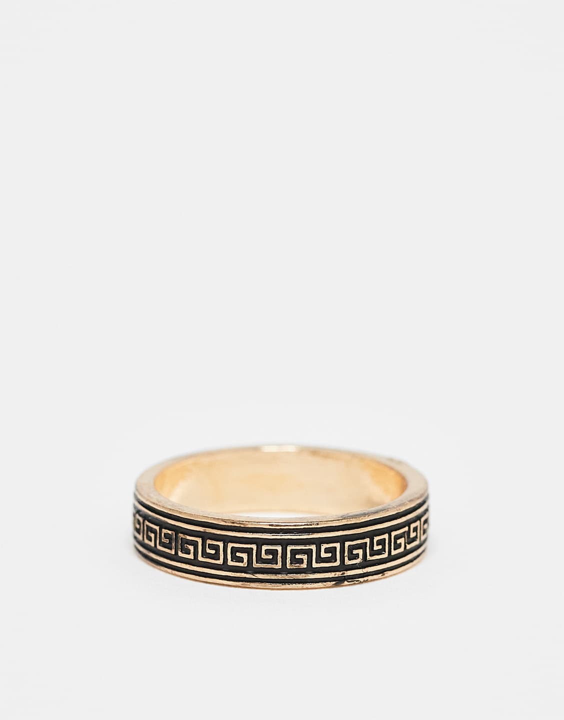 ASOS DESIGN band ring with burnished greek wave design in gold - ASOS Sample Sale EU Store