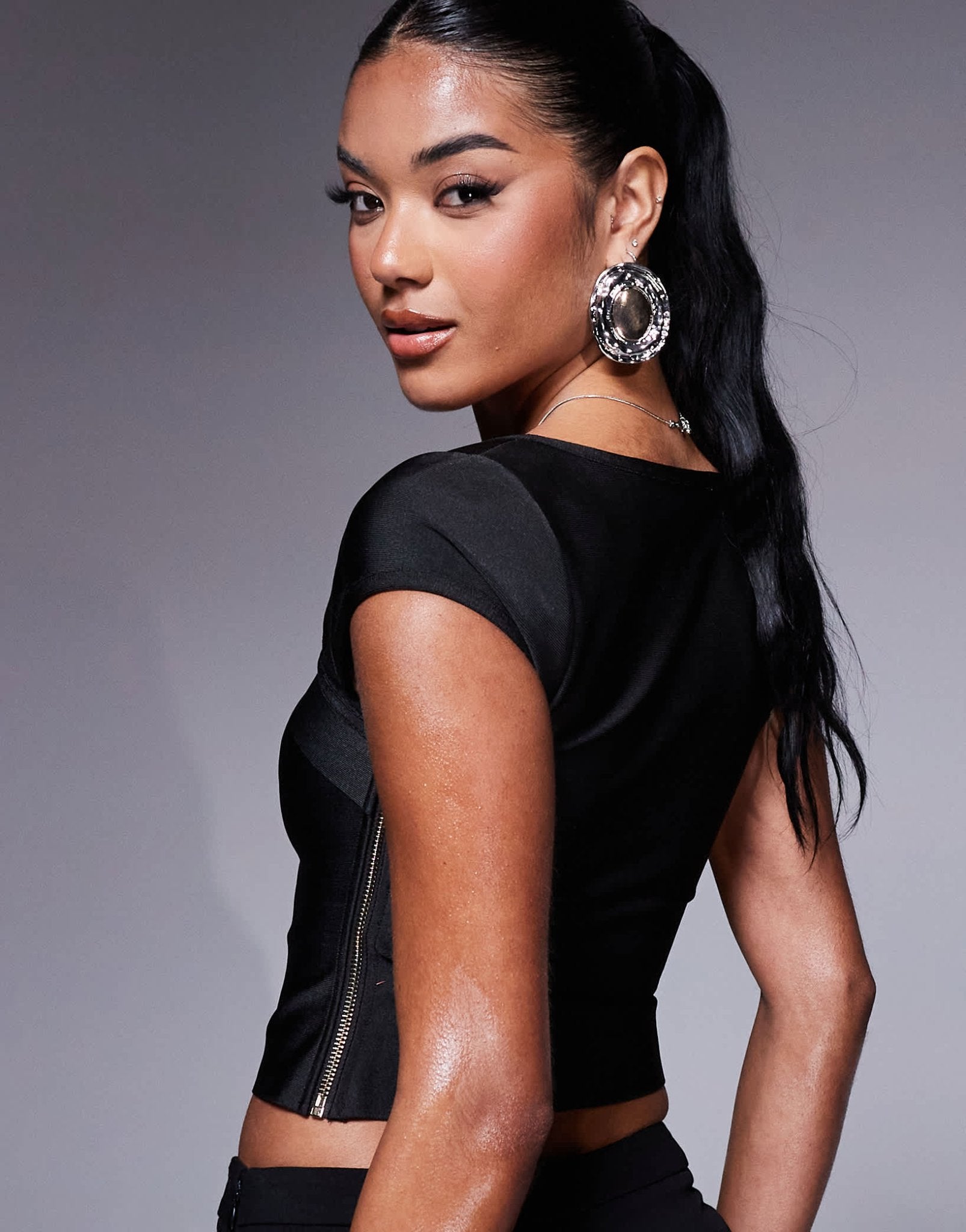 ASOS DESIGN bandage cap sleeve square neck top in black - ASOS Sample Sale EU Store