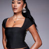ASOS DESIGN bandage cap sleeve square neck top in black