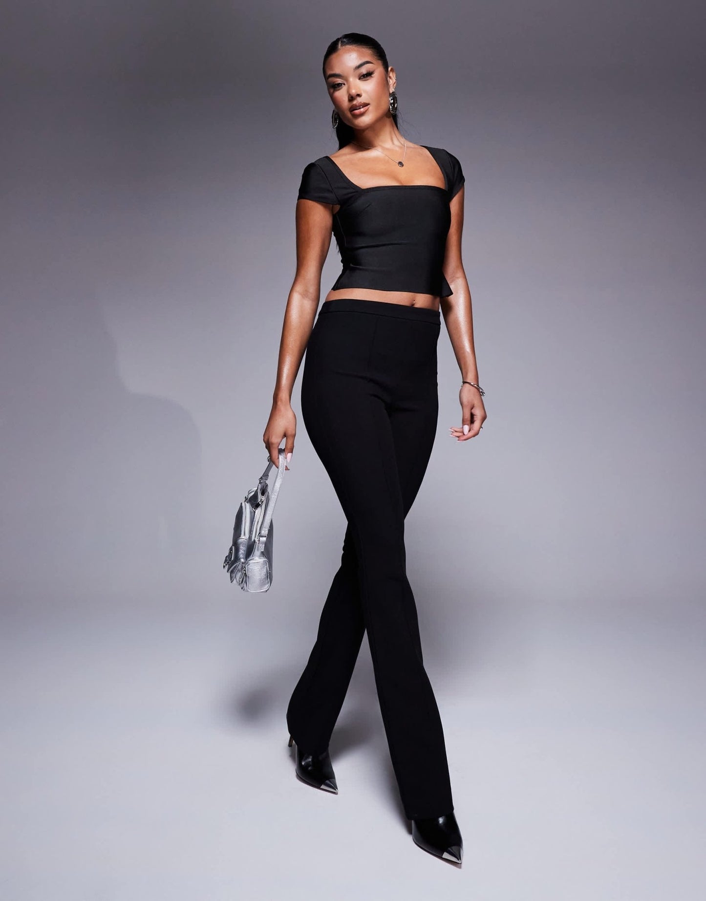 ASOS DESIGN bandage cap sleeve square neck top in black - ASOS Sample Sale EU Store