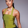 ASOS DESIGN bandage halter strap top in olive
