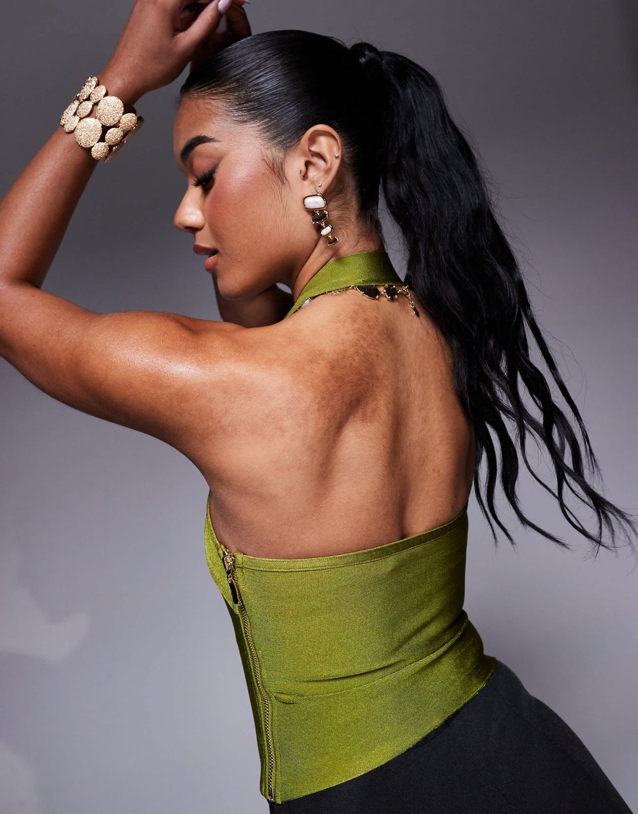ASOS DESIGN bandage halter strap top in olive - ASOS Sample Sale EU Store