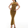 Robe midi bandage ASOS DESIGN avec découpe sous la poitrine bronze