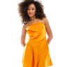 ASOS DESIGN bandeau asymmetric bias satin mini dress in bright orange