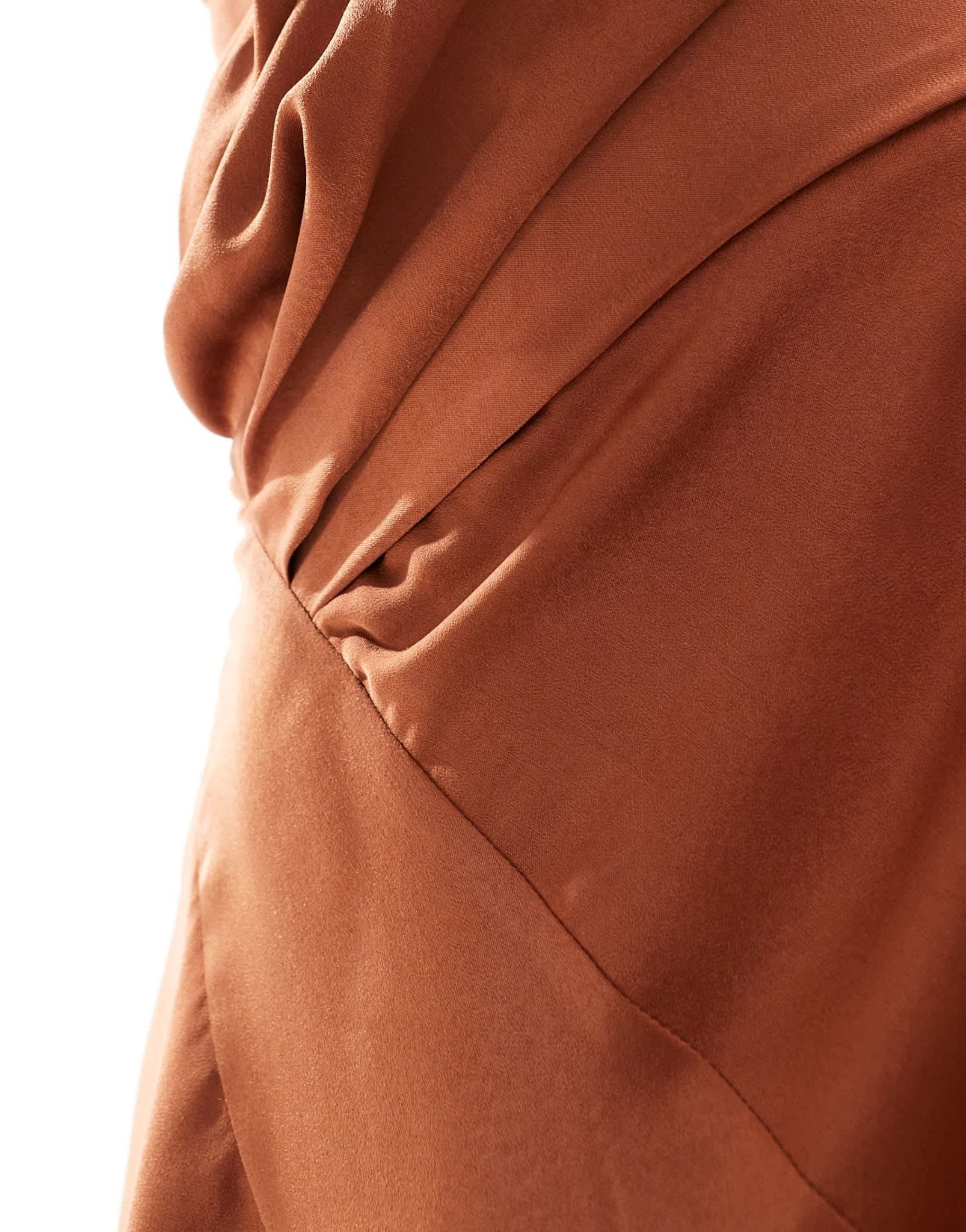 ASOS DESIGN bandeau asymmetric bias satin mini dress in chocolate - ASOS Sample Sale EU Store