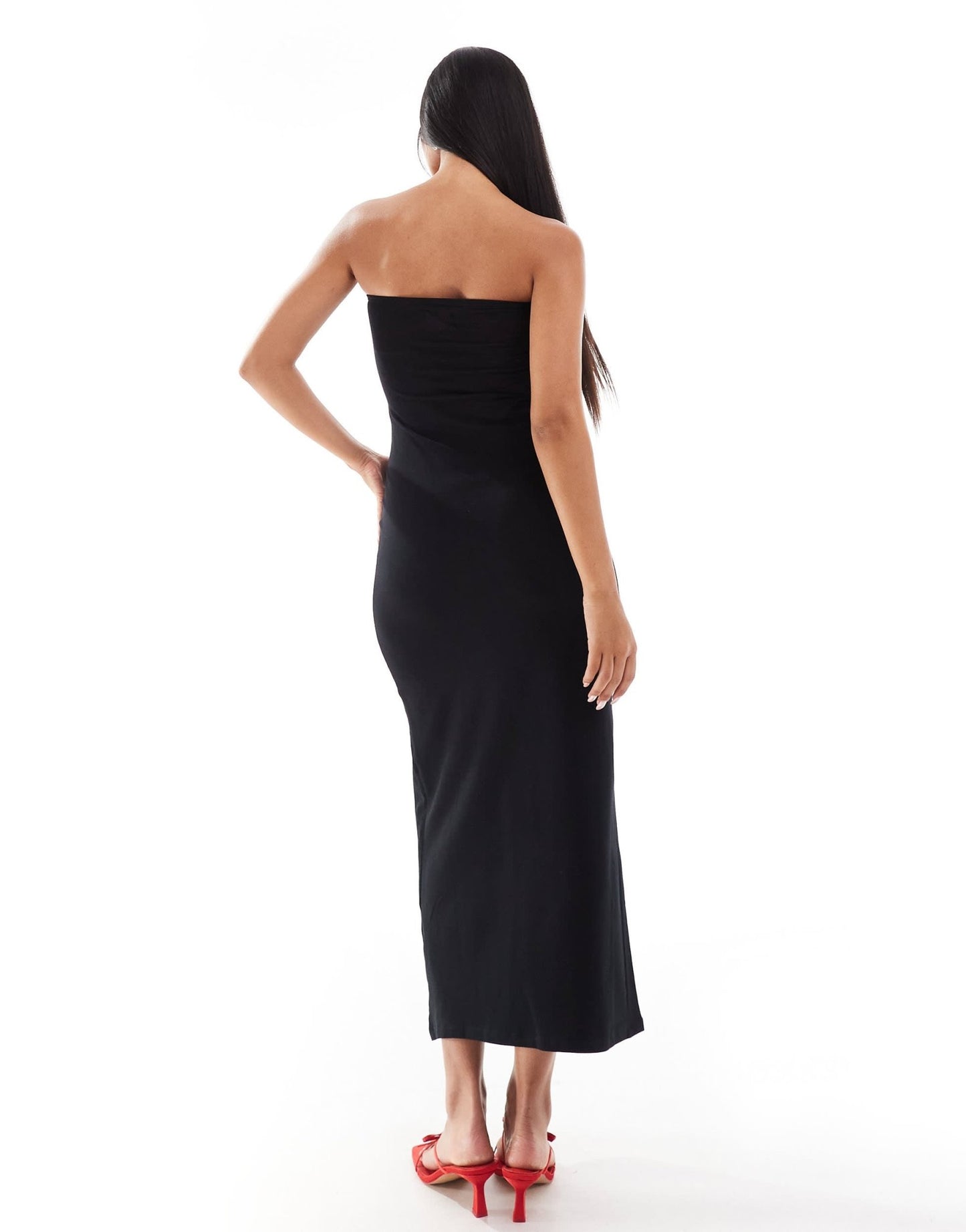 ASOS DESIGN bandeau with twist bust detail midaxi dress in black - BLACK - ASOS Sample Sale EU Store