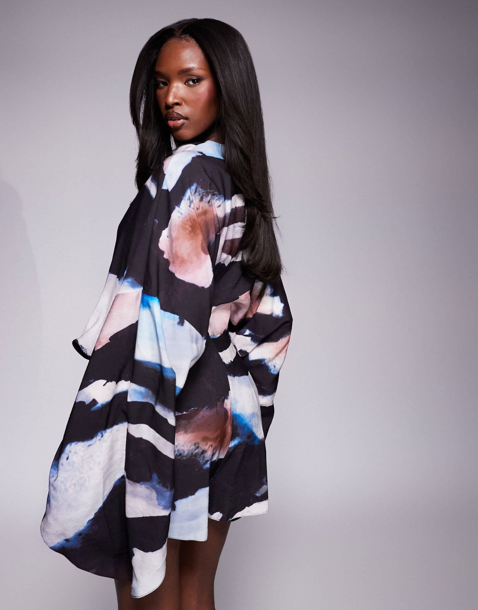 ASOS DESIGN batwing overlay playsuit in abstract print - ASOS Sample Sale EU Store