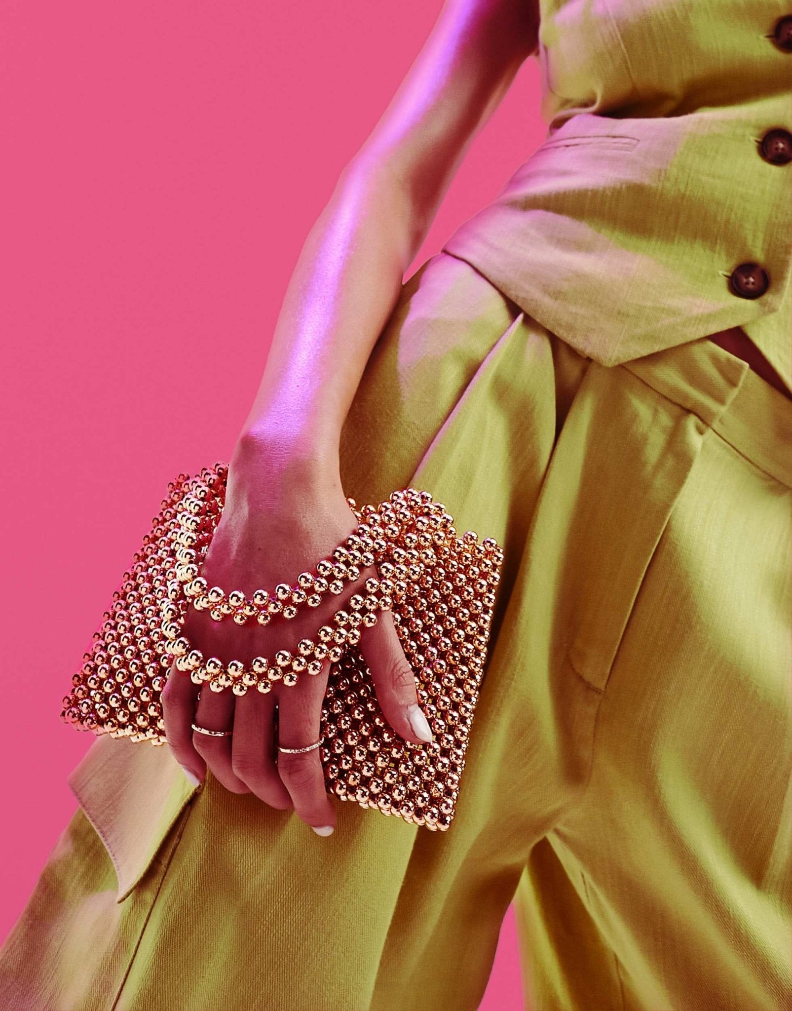ASOS DESIGN beaded mini ball grab clutch bag in gold - ASOS Sample Sale EU Store