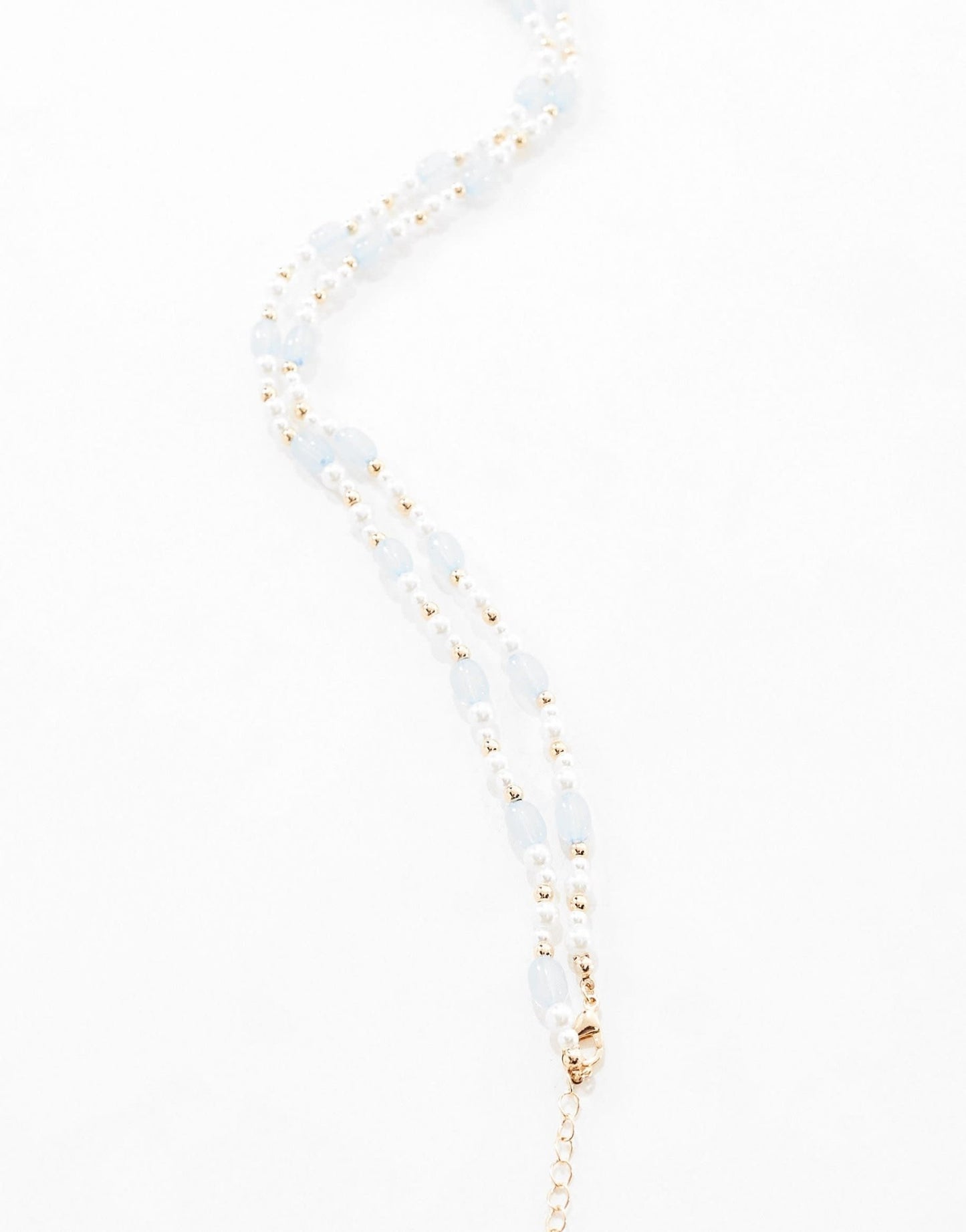 ASOS DESIGN belly chain in faux pearl and blue bead design - ASOS Sample Sale EU Store