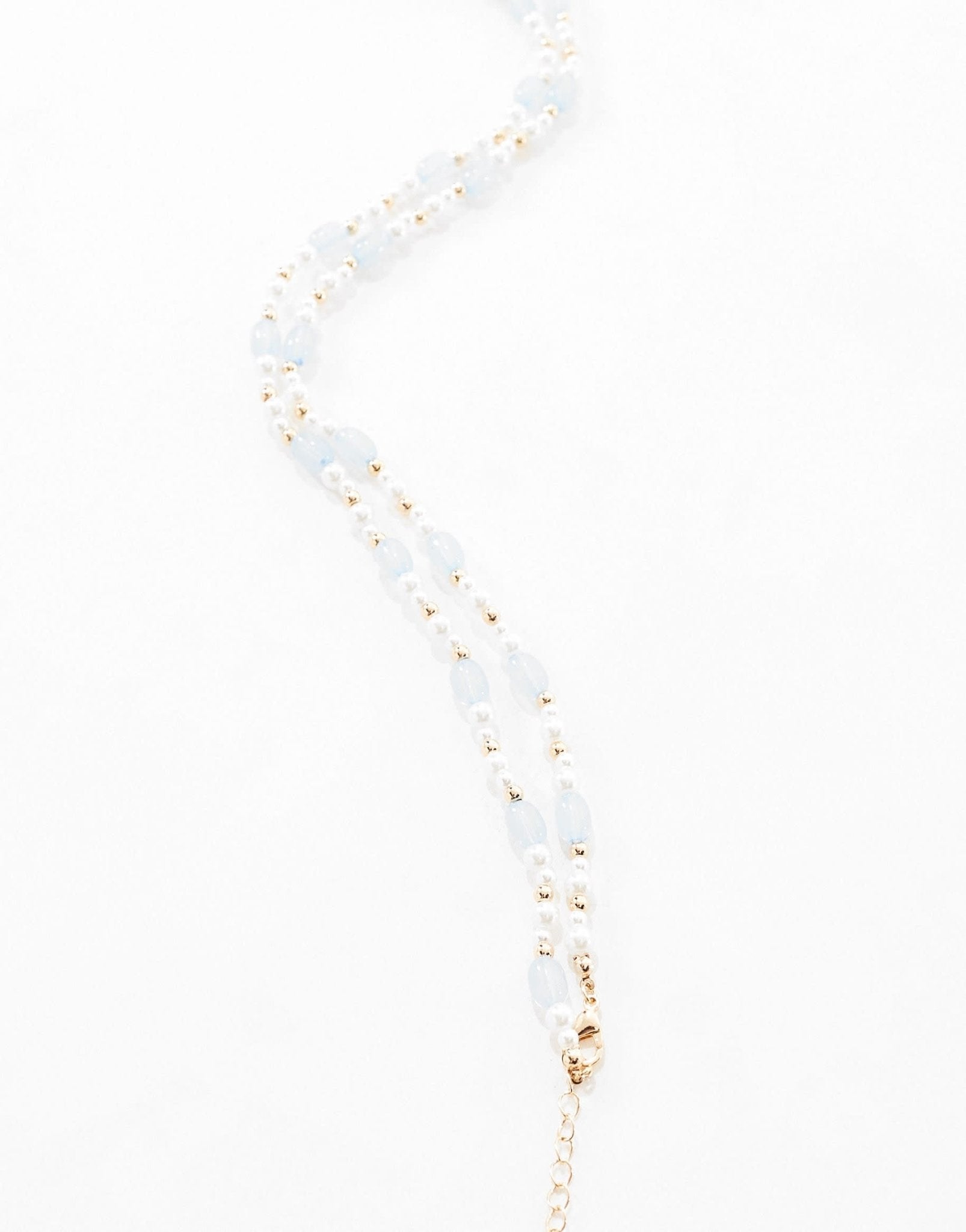 ASOS DESIGN belly chain in faux pearl and blue bead design - ASOS Sample Sale EU Store