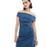 ASOS DESIGN bengaline off shoulder mini dress in denim blue