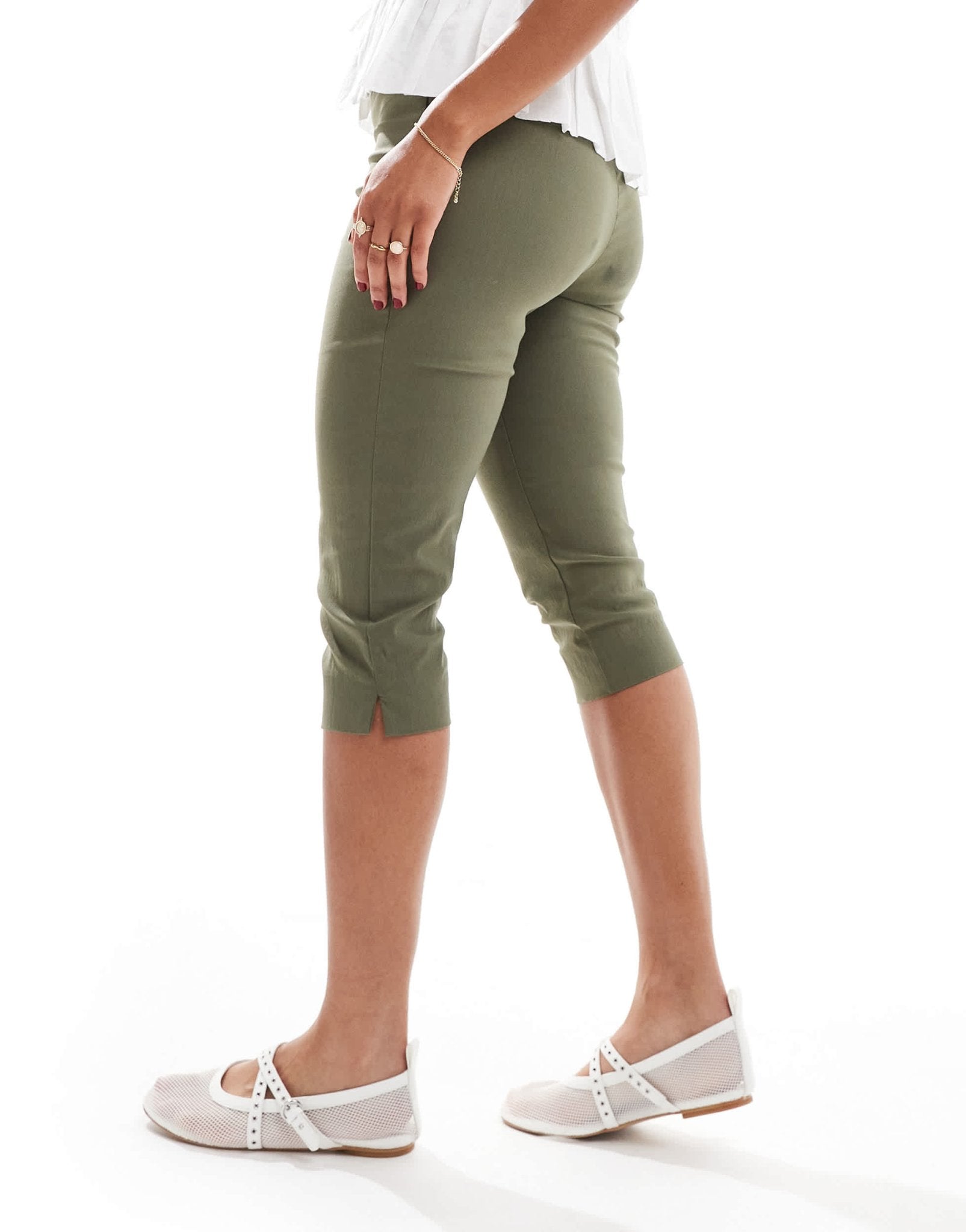 ASOS DESIGN bengaline pedal pusher in khaki - ASOS Sample Sale EU Store