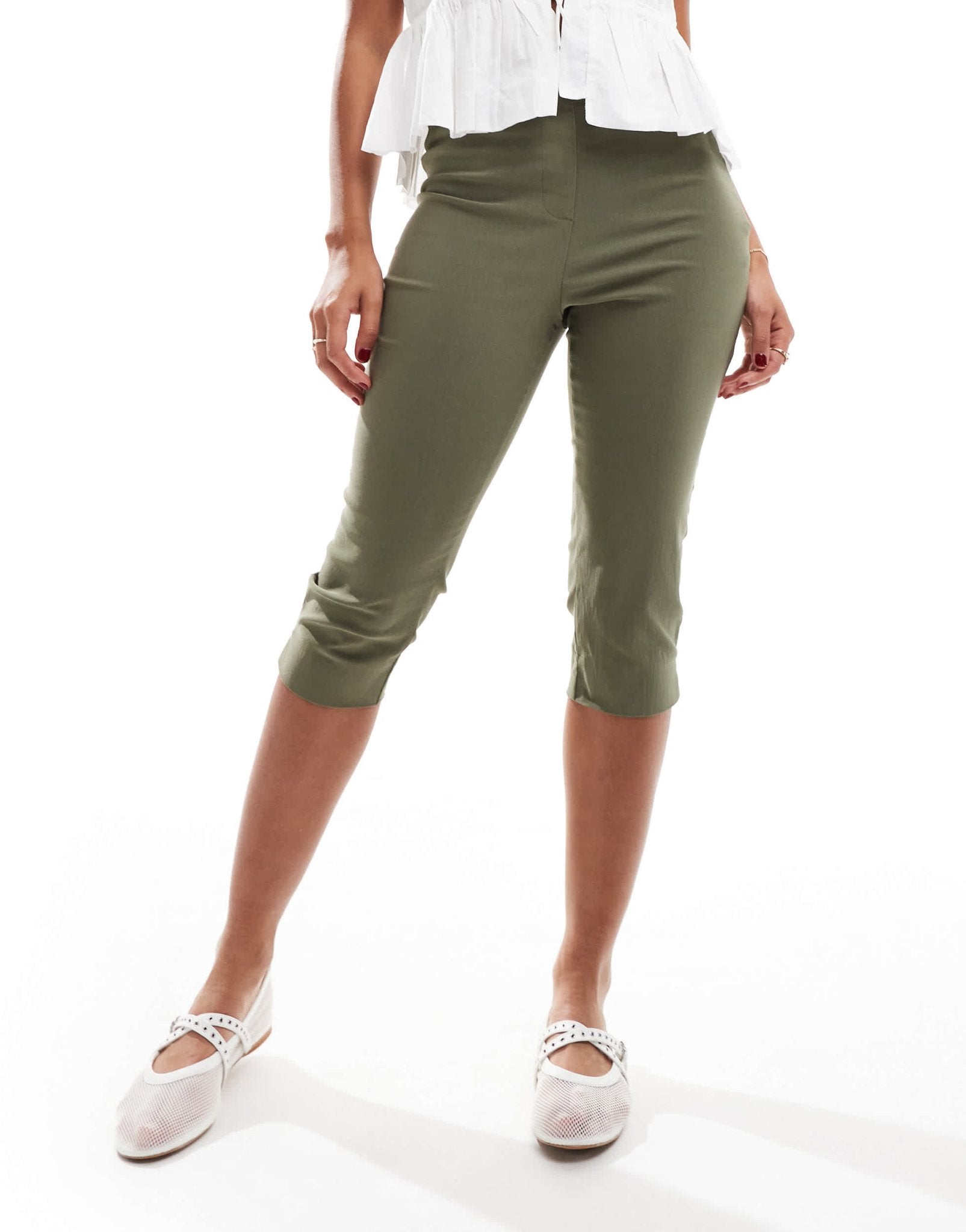 ASOS DESIGN bengaline pedal pusher in khaki - ASOS Sample Sale EU Store