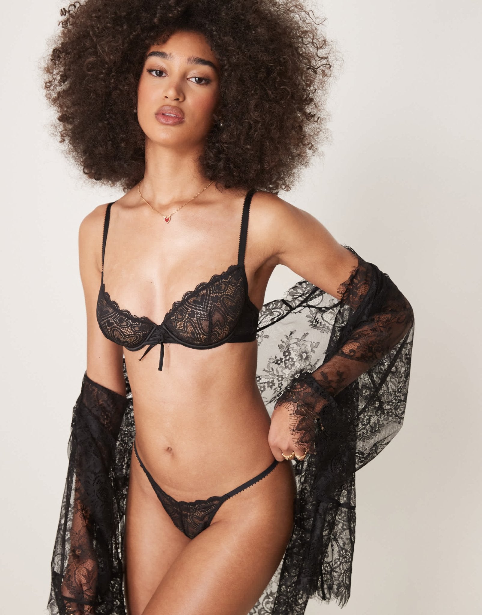 ASOS DESIGN Blake heart lace underwired bra with corset detail in black - ASOS Sample Sale EU Store
