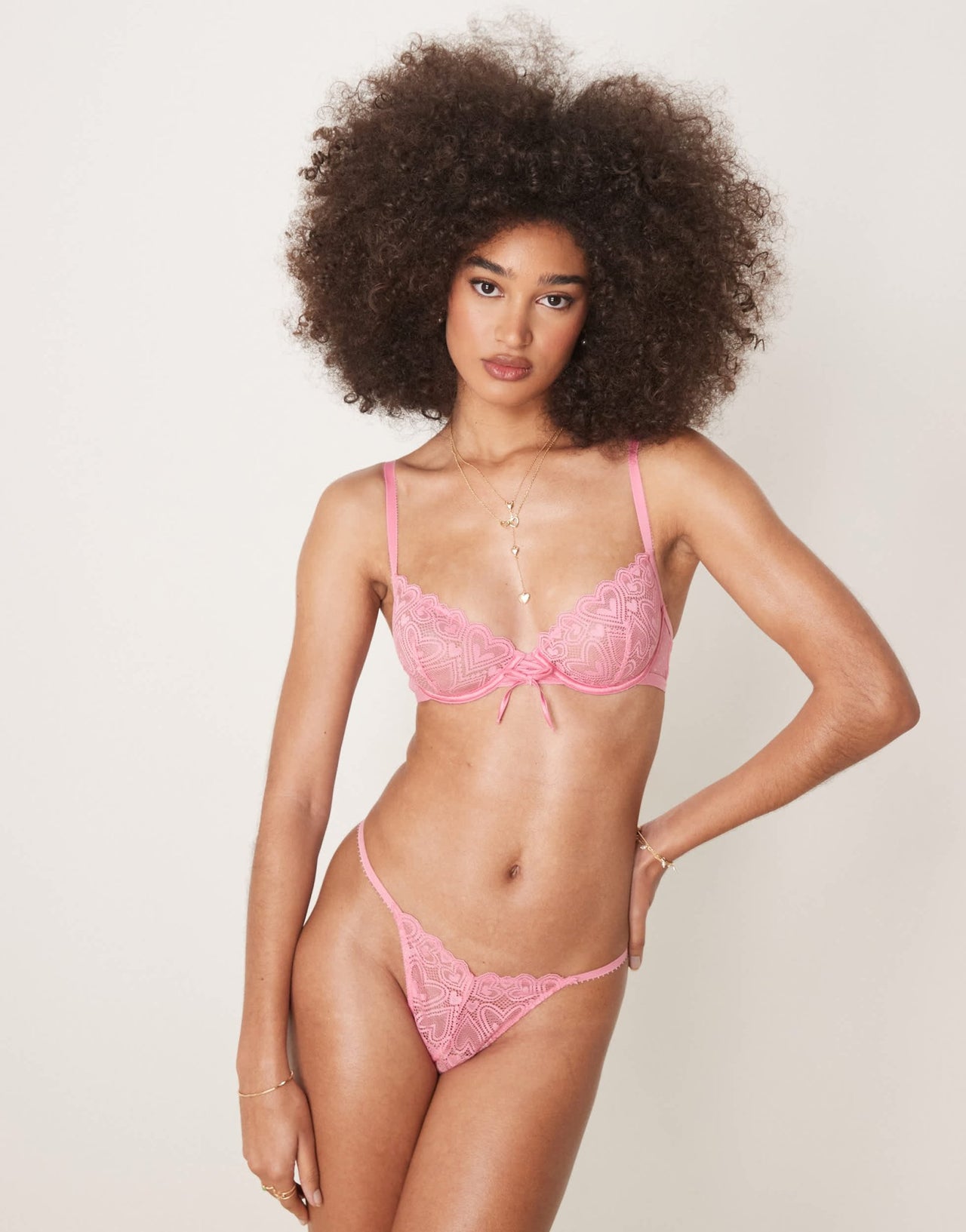 ASOS DESIGN Blake heart lace underwired bra with corset detail in pink - ASOS Sample Sale EU Store