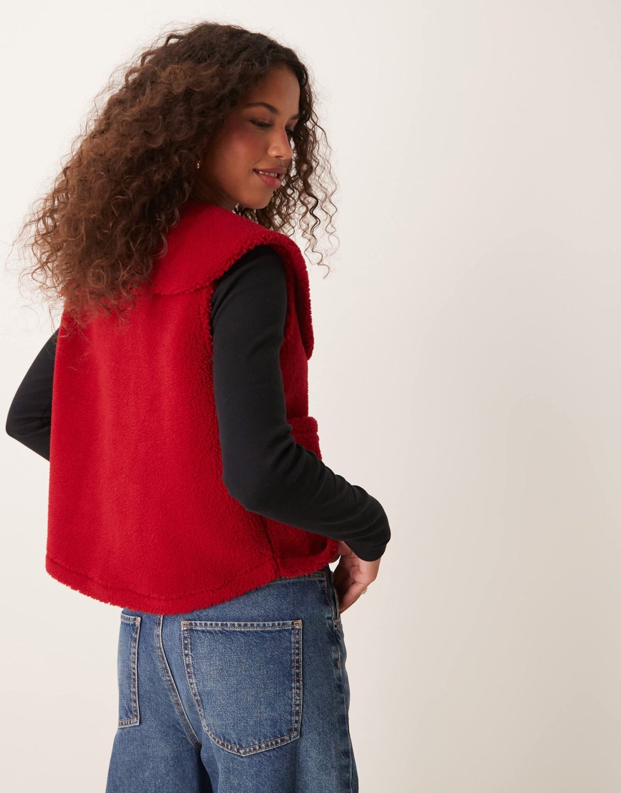 ASOS DESIGN borg oversized gilet with collar in red - ASOS Sample Sale EU Store