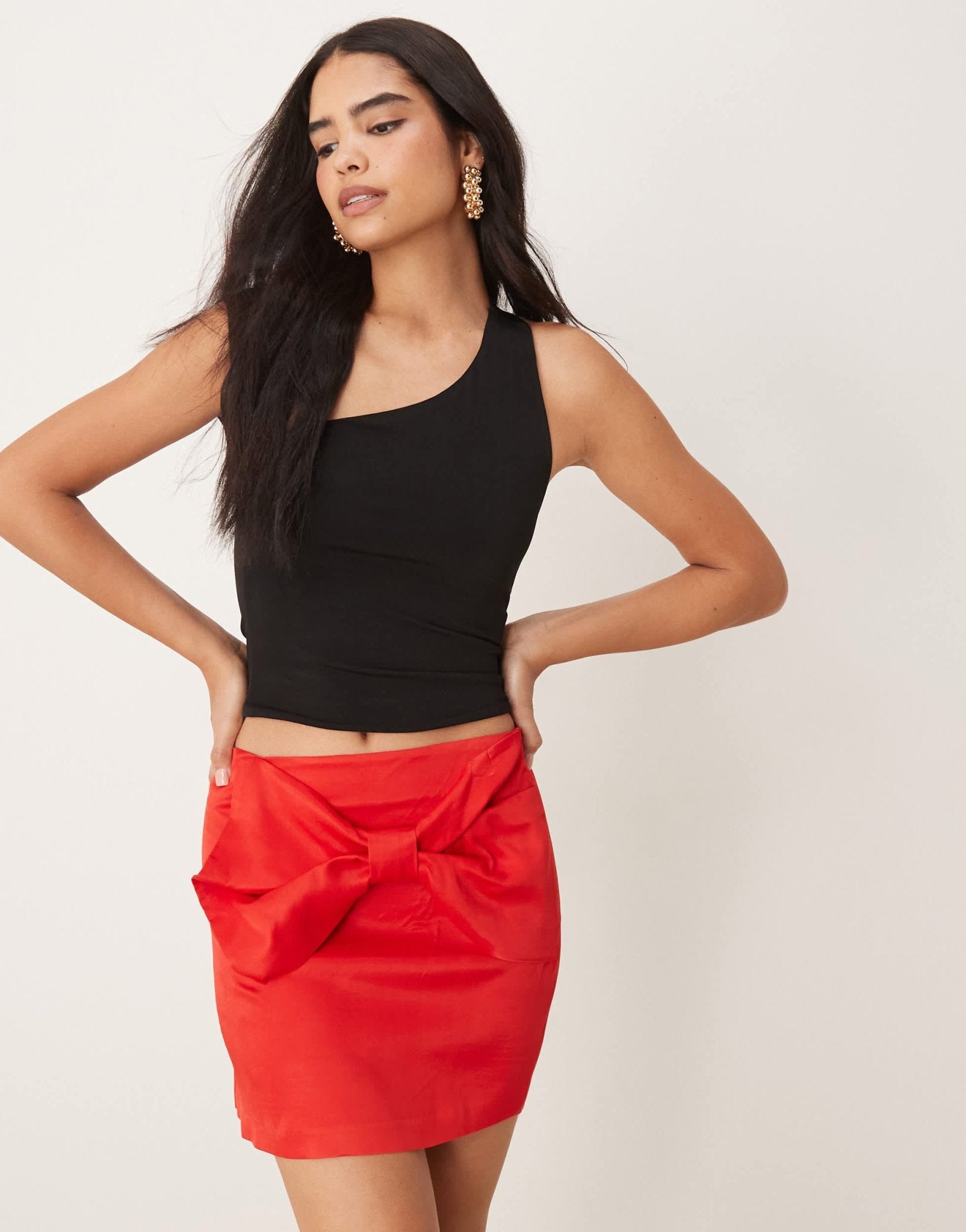 ASOS DESIGN bow detail mini skirt in red - ASOS Sample Sale EU Store