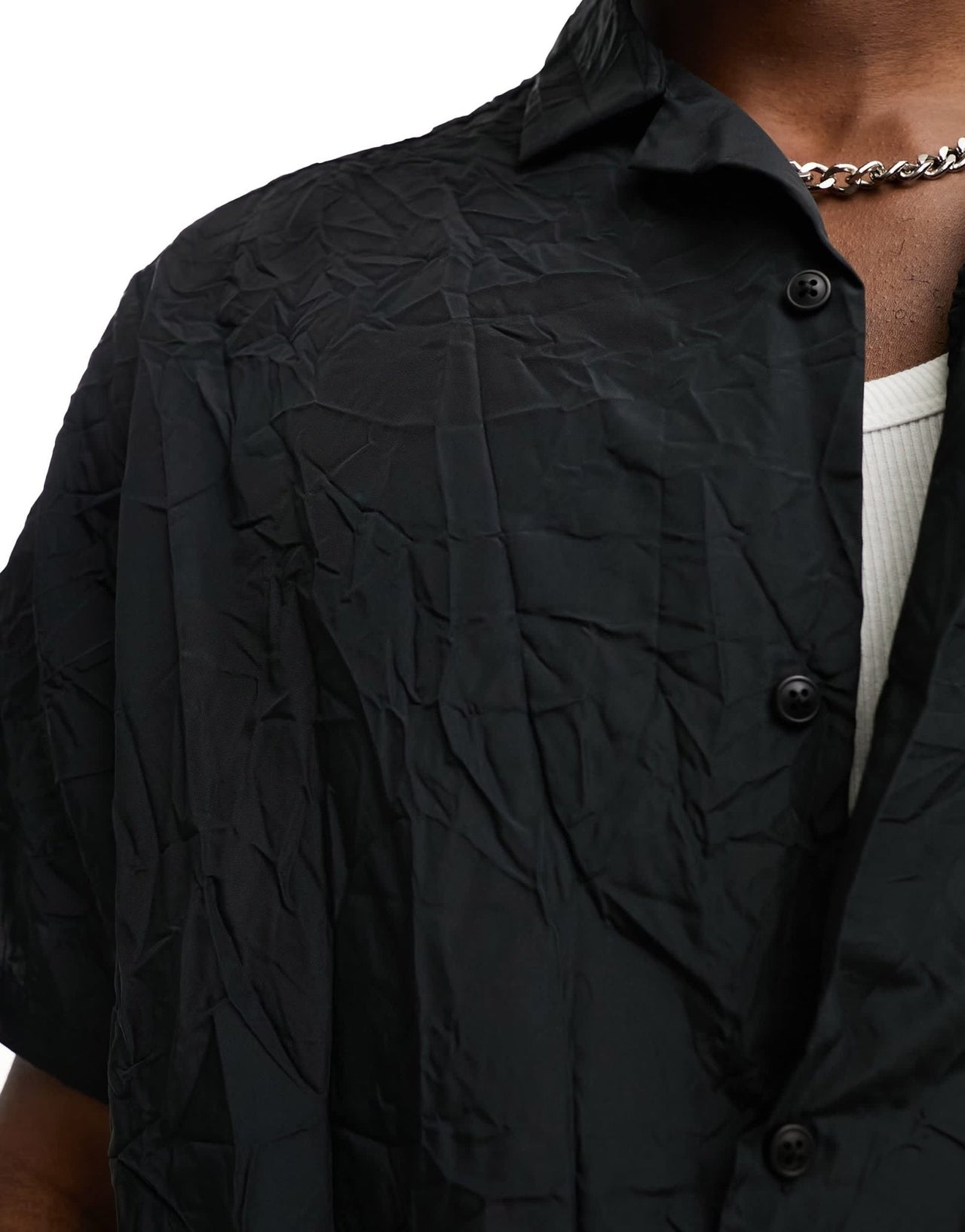 ASOS DESIGN boxy oversized crinkle nylon shirt in black - ASOS Sample Sale EU Store