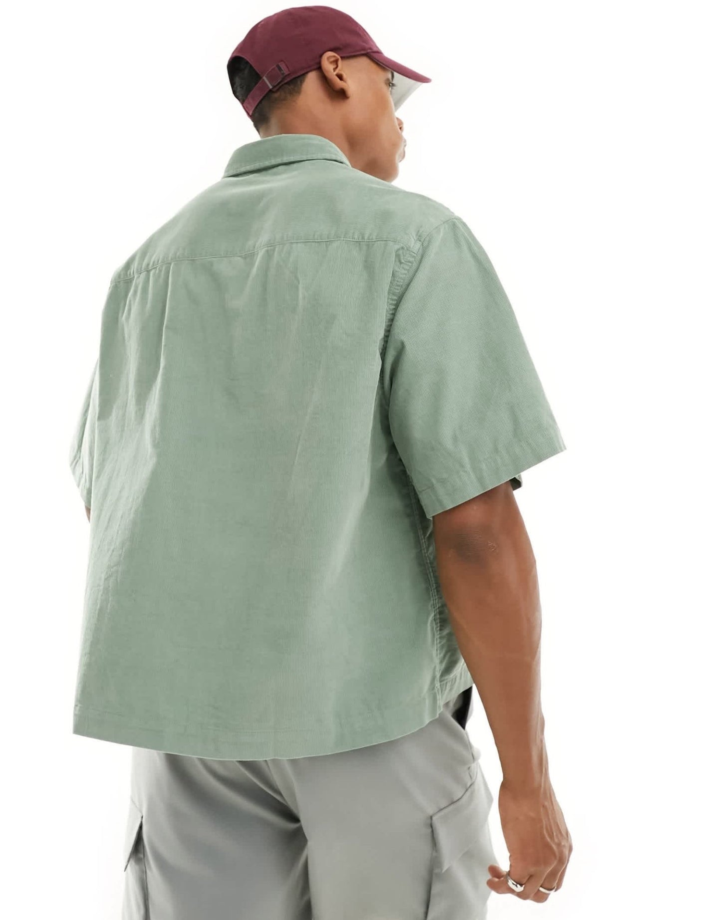 ASOS DESIGN boxy oversized cropped shirt in cord in light green - ASOS Sample Sale EU Store