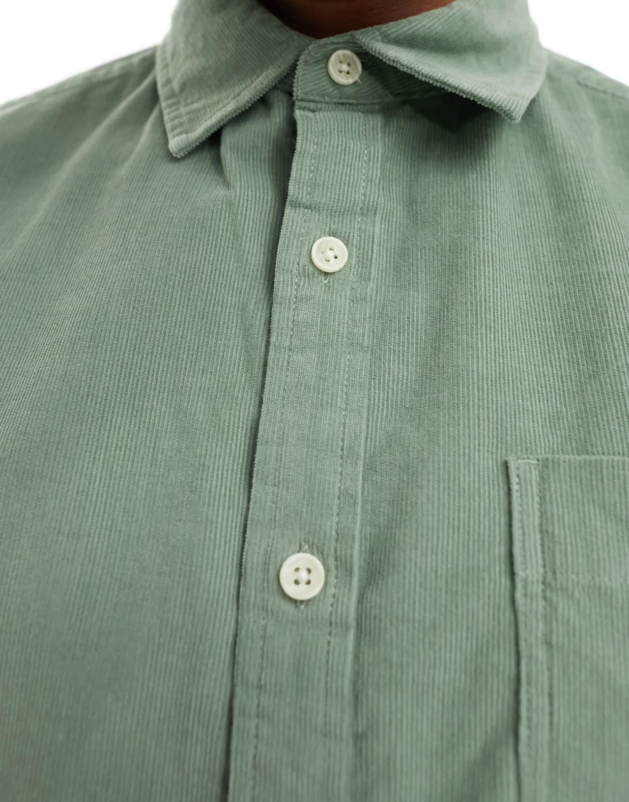 ASOS DESIGN boxy oversized cropped shirt in cord in light green - ASOS Sample Sale EU Store