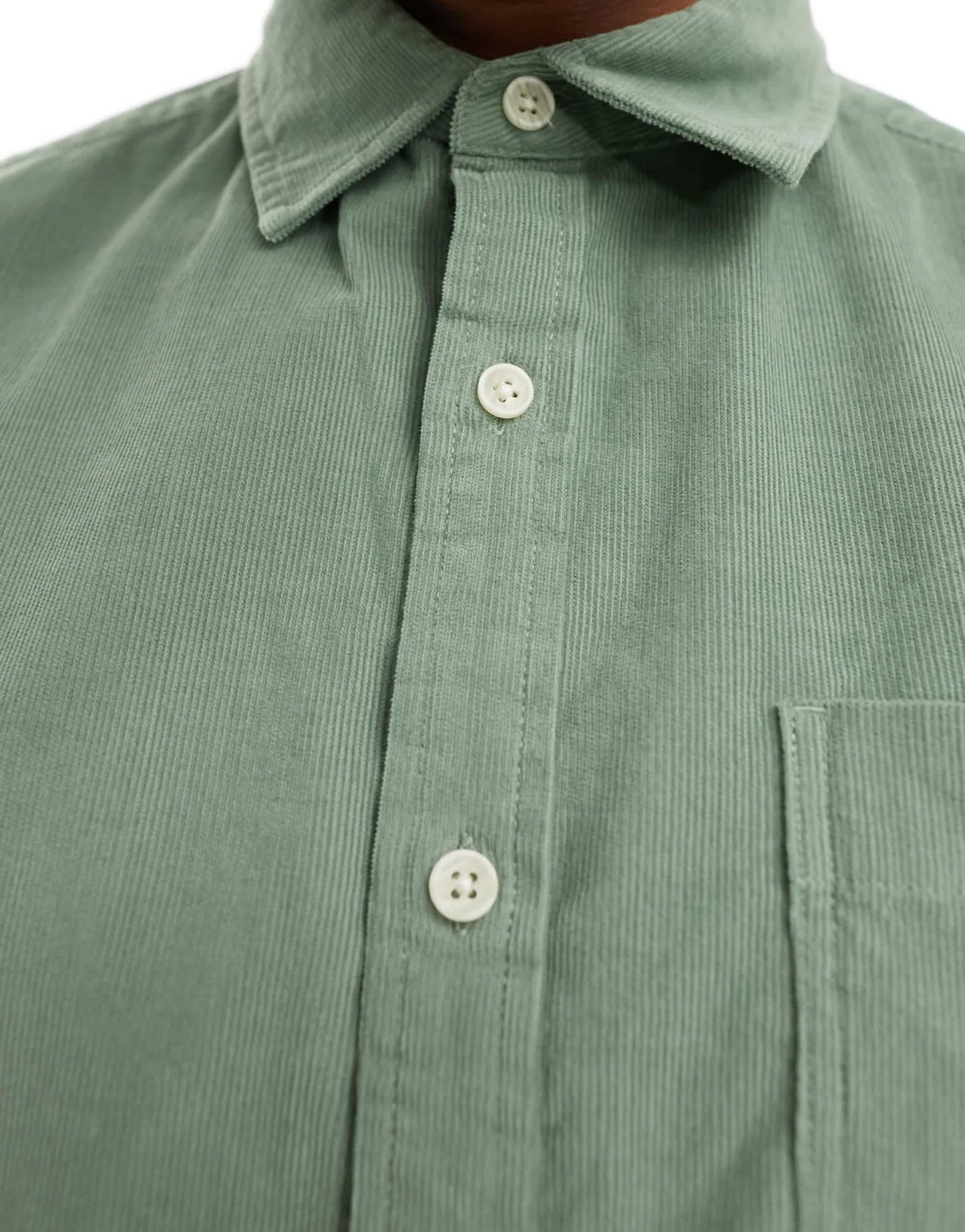ASOS DESIGN boxy oversized cropped shirt in cord in light green - ASOS Sample Sale EU Store