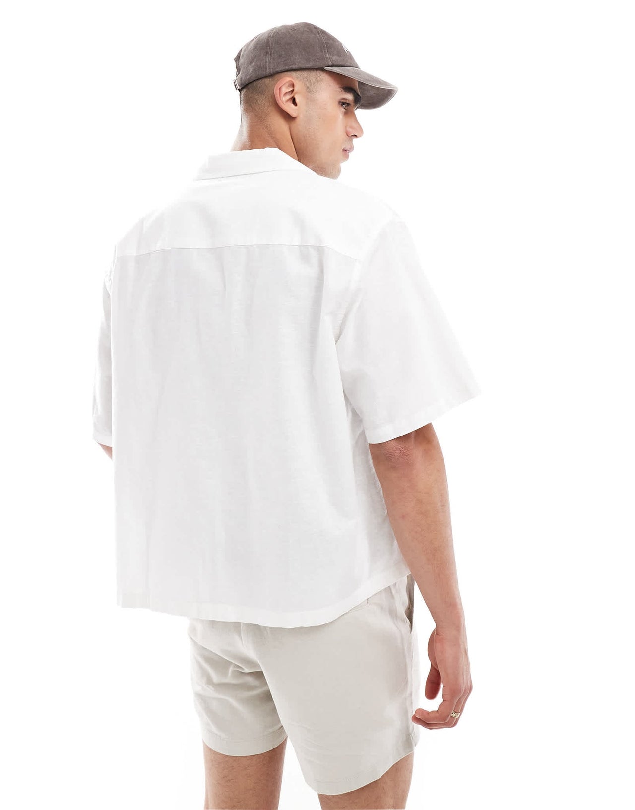 ASOS DESIGN boxy oversized linen blend shirt with revere collar in white - ASOS Sample Sale EU Store