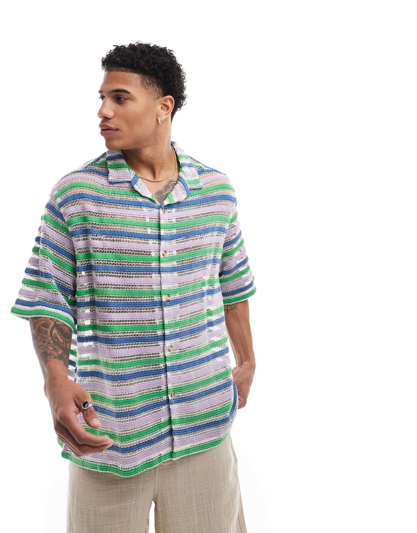 ASOS DESIGN boxy oversized revere crochet shirt - ASOS Sample Sale EU Store