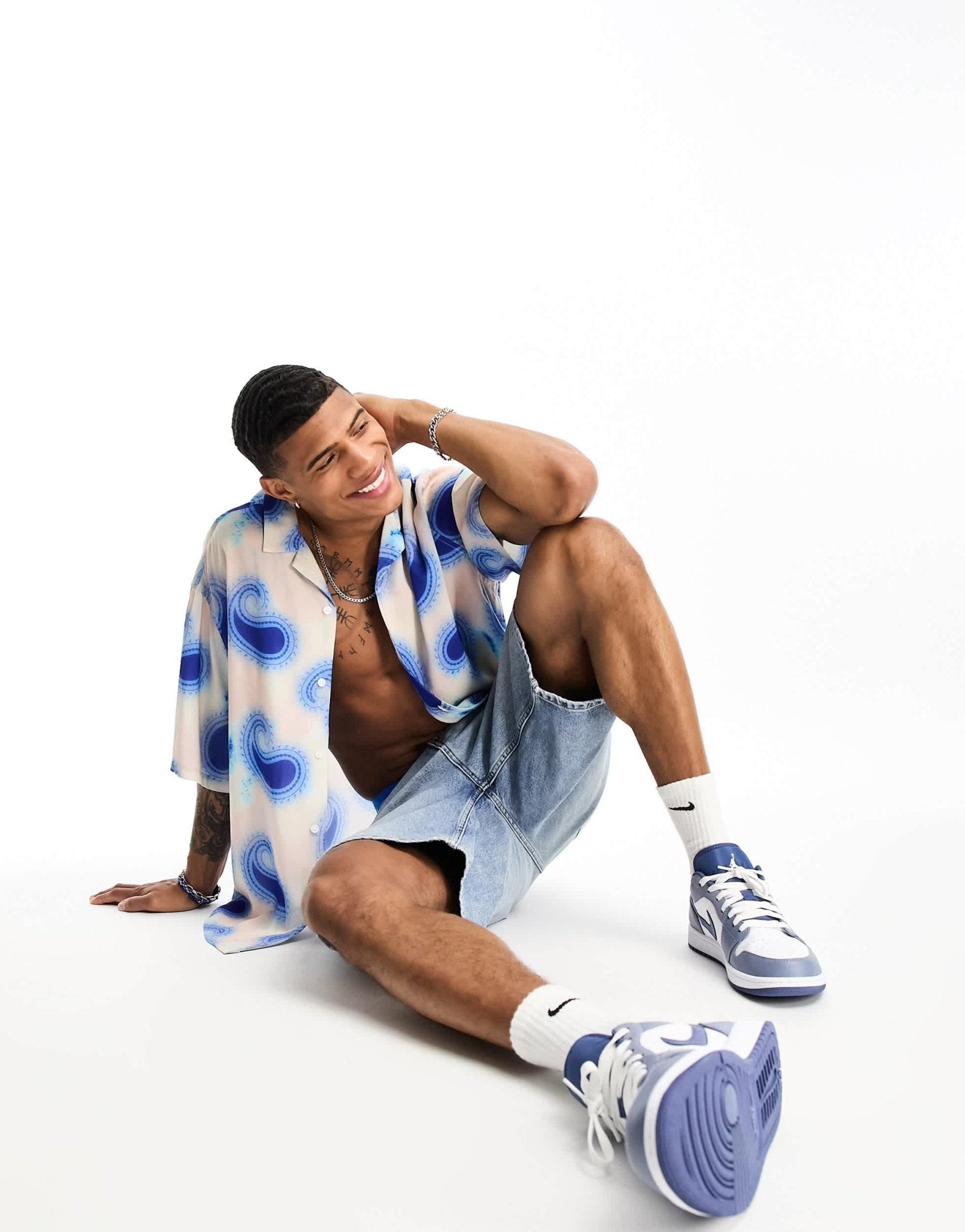 ASOS DESIGN boxy oversized revere shirt in pink blurred paisley print - ASOS Sample Sale EU Store