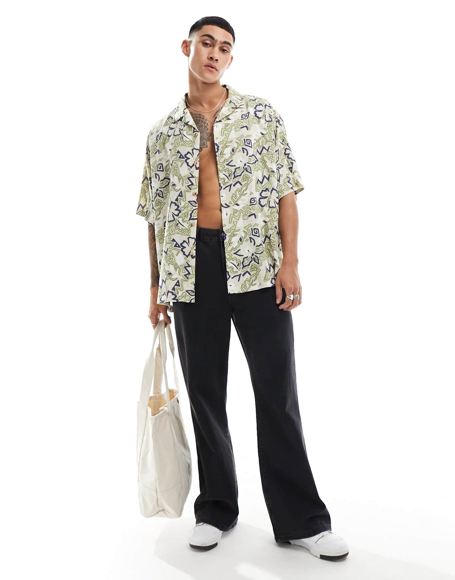 ASOS DESIGN boxy oversized revere shirt in vintage Hawaiian print - ASOS Sample Sale EU Store