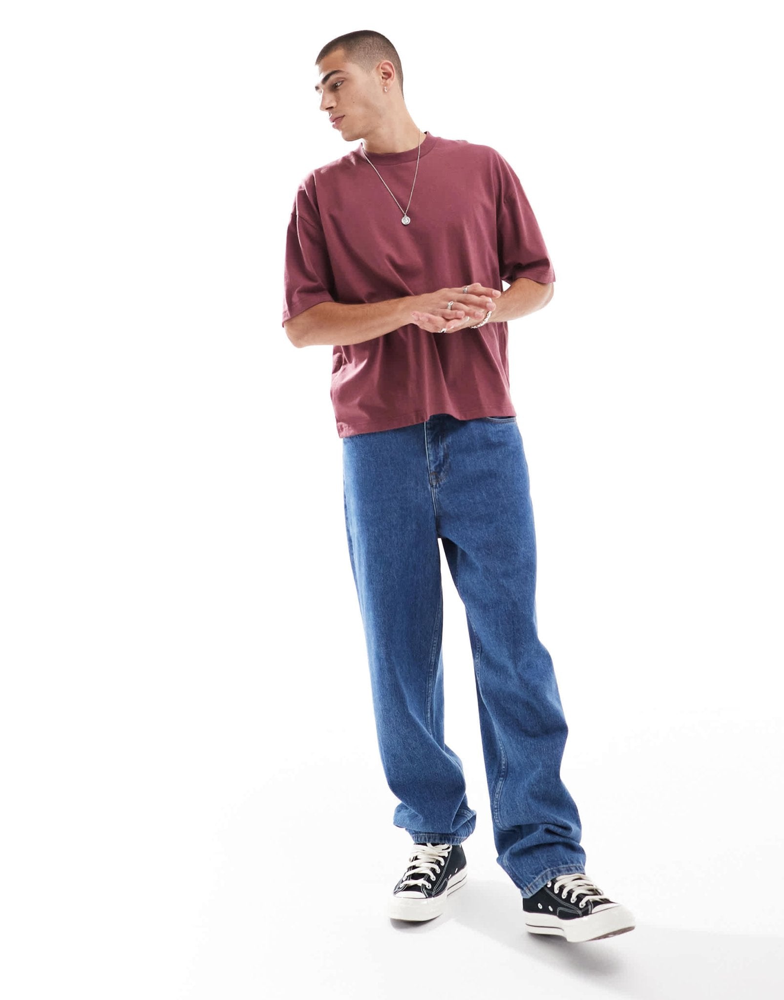 ASOS DESIGN boxy oversized t-shirt with back print in burgundy - ASOS Sample Sale EU Store