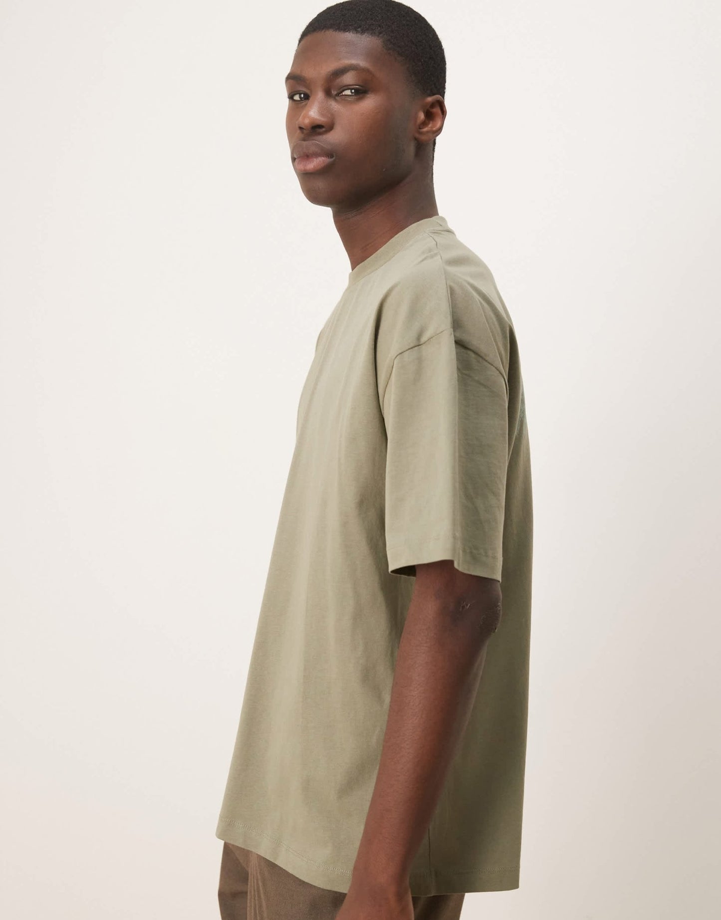 ASOS DESIGN boxy oversized t-shirt with back print in khaki - ASOS Sample Sale EU Store