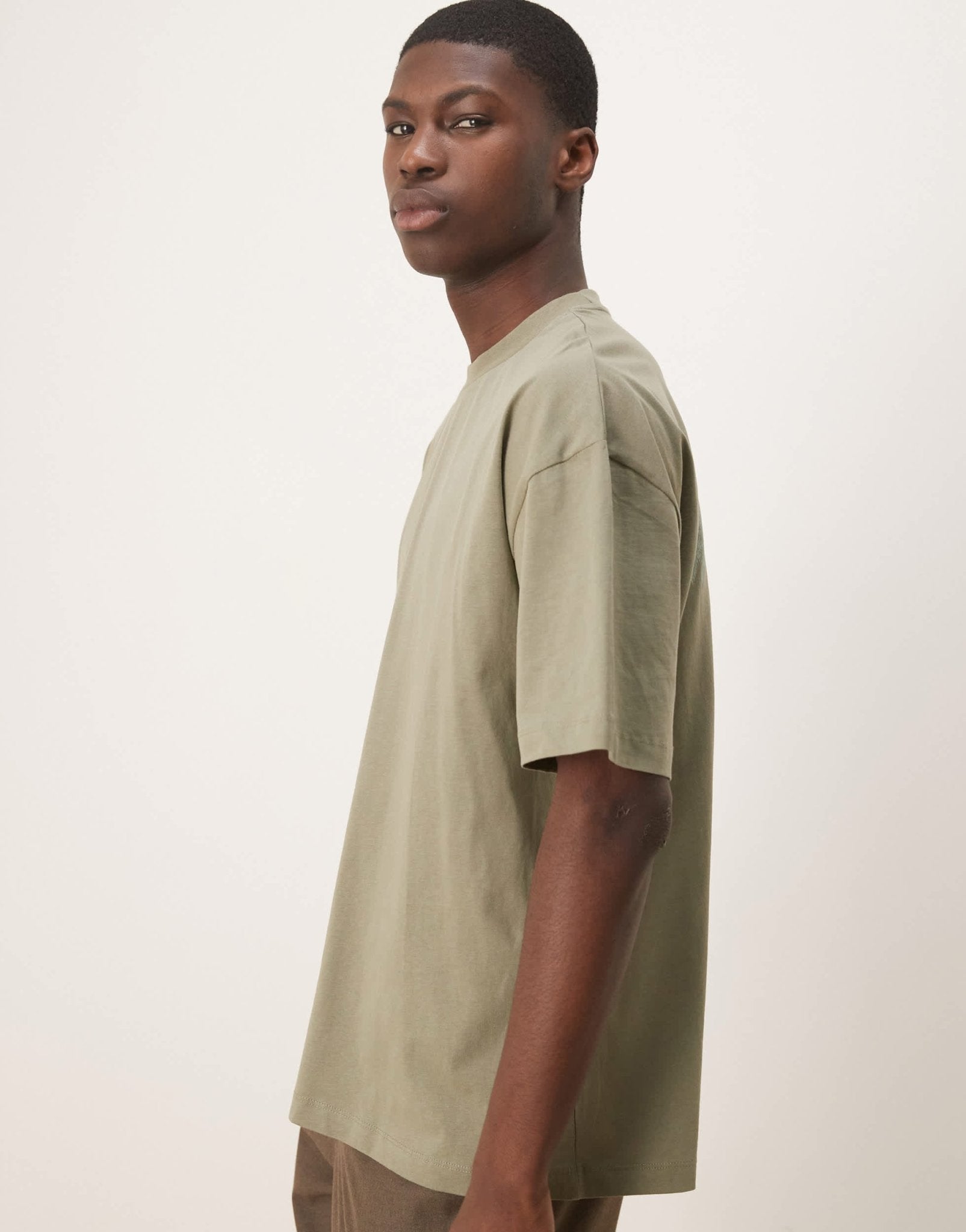 ASOS DESIGN boxy oversized t-shirt with back print in khaki - ASOS Sample Sale EU Store