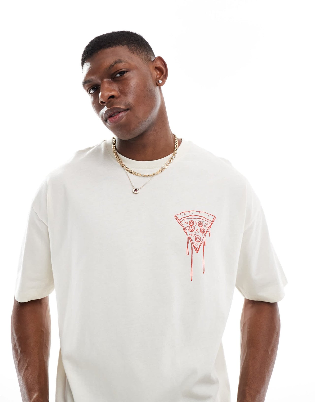 ASOS DESIGN boxy oversized t-shirt with cartoon graphic in tofu - ASOS Sample Sale EU Store