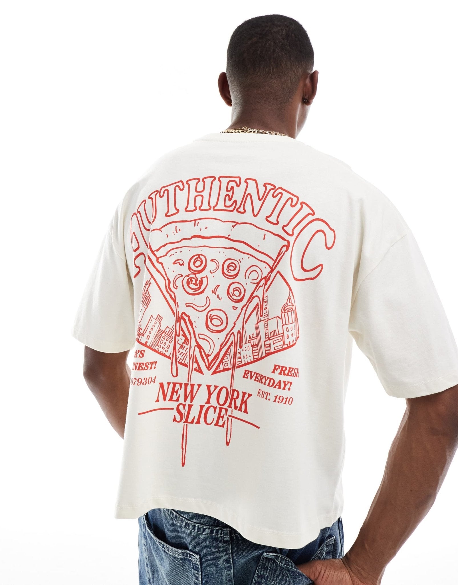 ASOS DESIGN boxy oversized t-shirt with cartoon graphic in tofu - ASOS Sample Sale EU Store