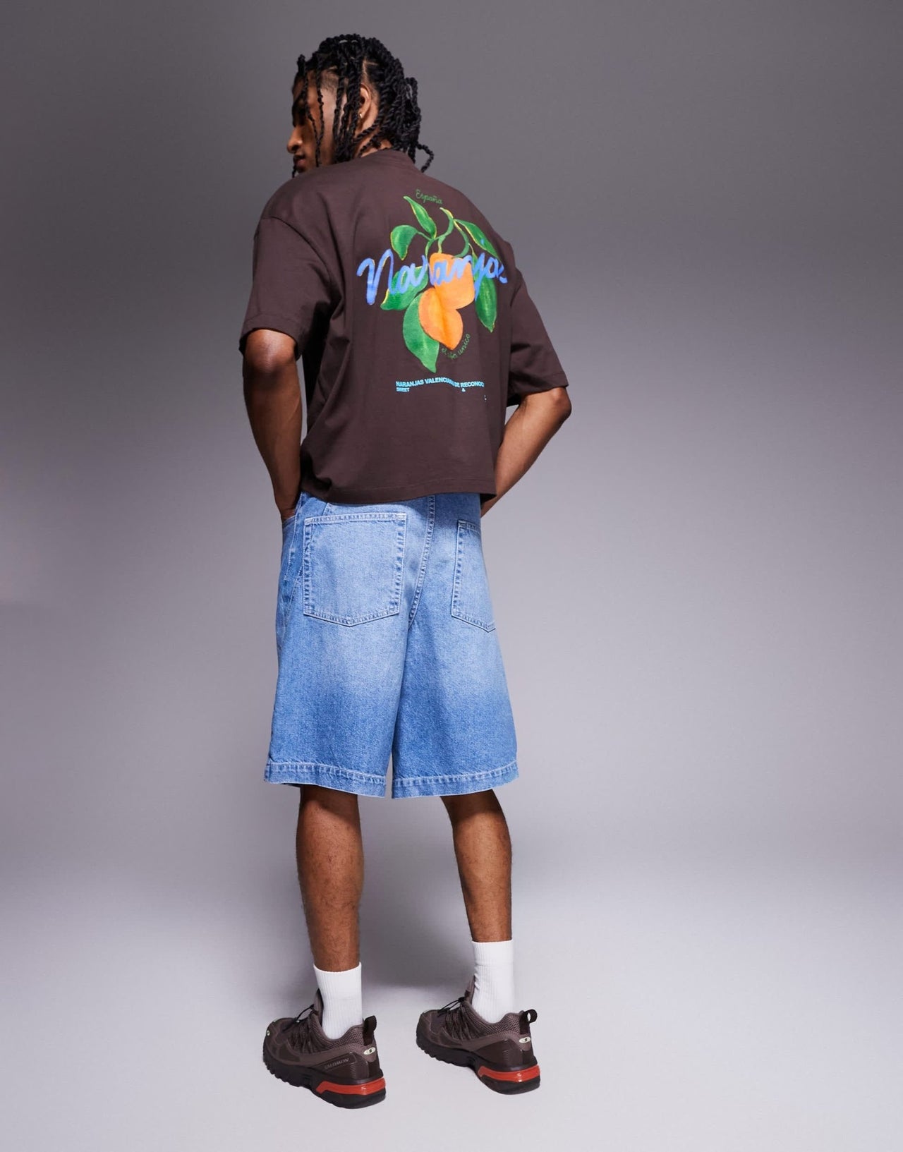 ASOS DESIGN boxy oversized t-shirt with front and back print in brown - ASOS Sample Sale EU Store