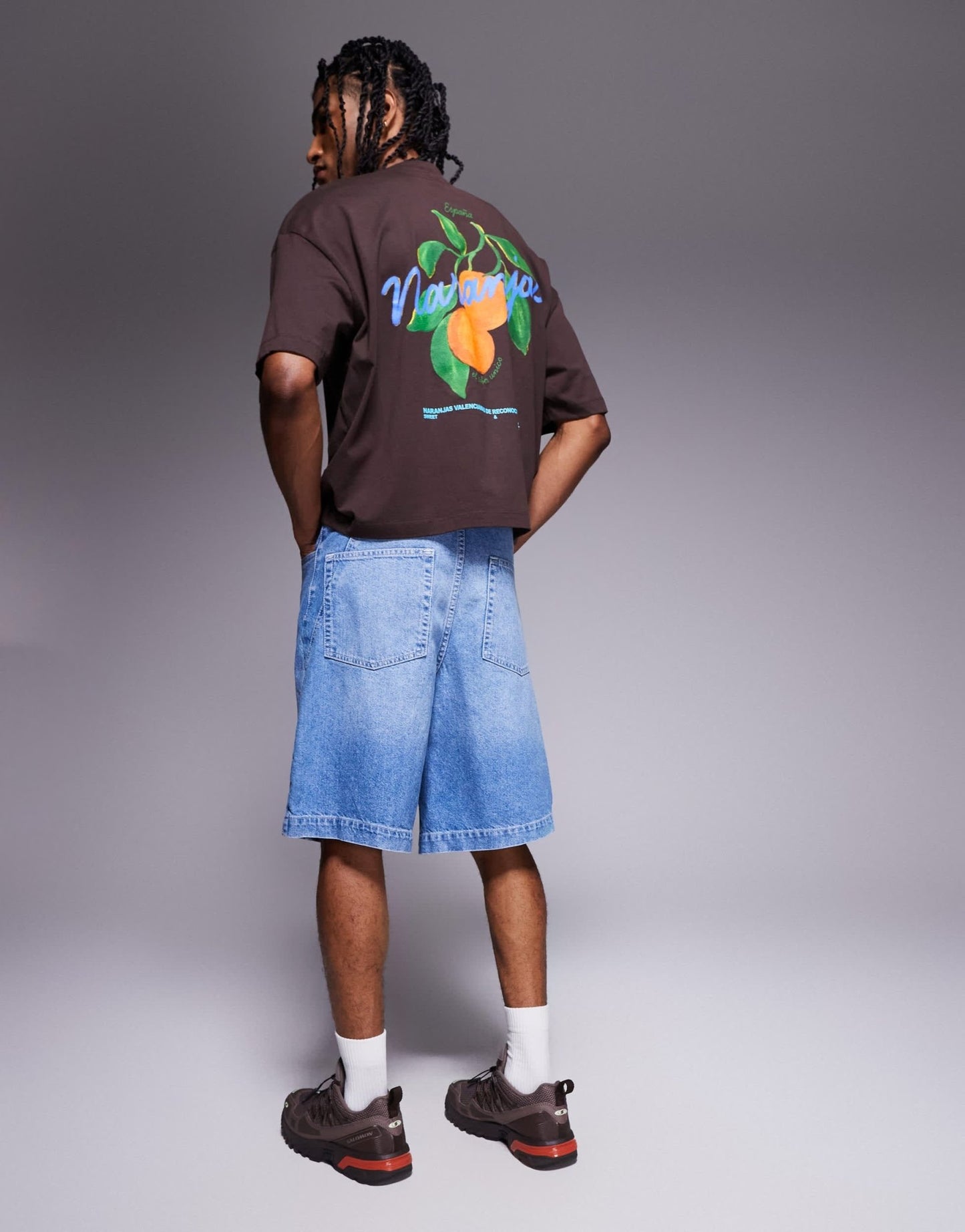 ASOS DESIGN boxy oversized t-shirt with front and back print in brown - ASOS Sample Sale EU Store