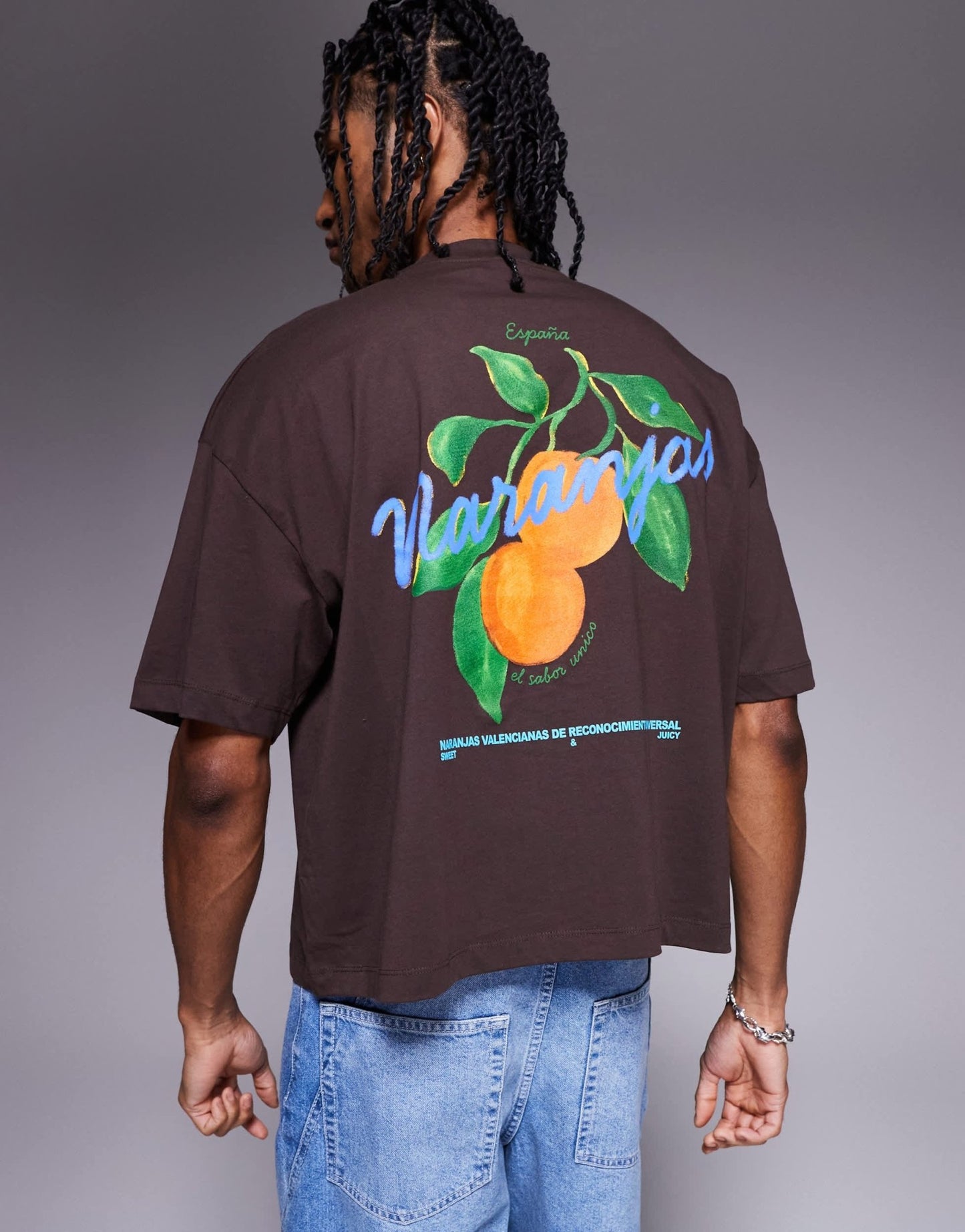 ASOS DESIGN boxy oversized t-shirt with front and back print in brown - ASOS Sample Sale EU Store