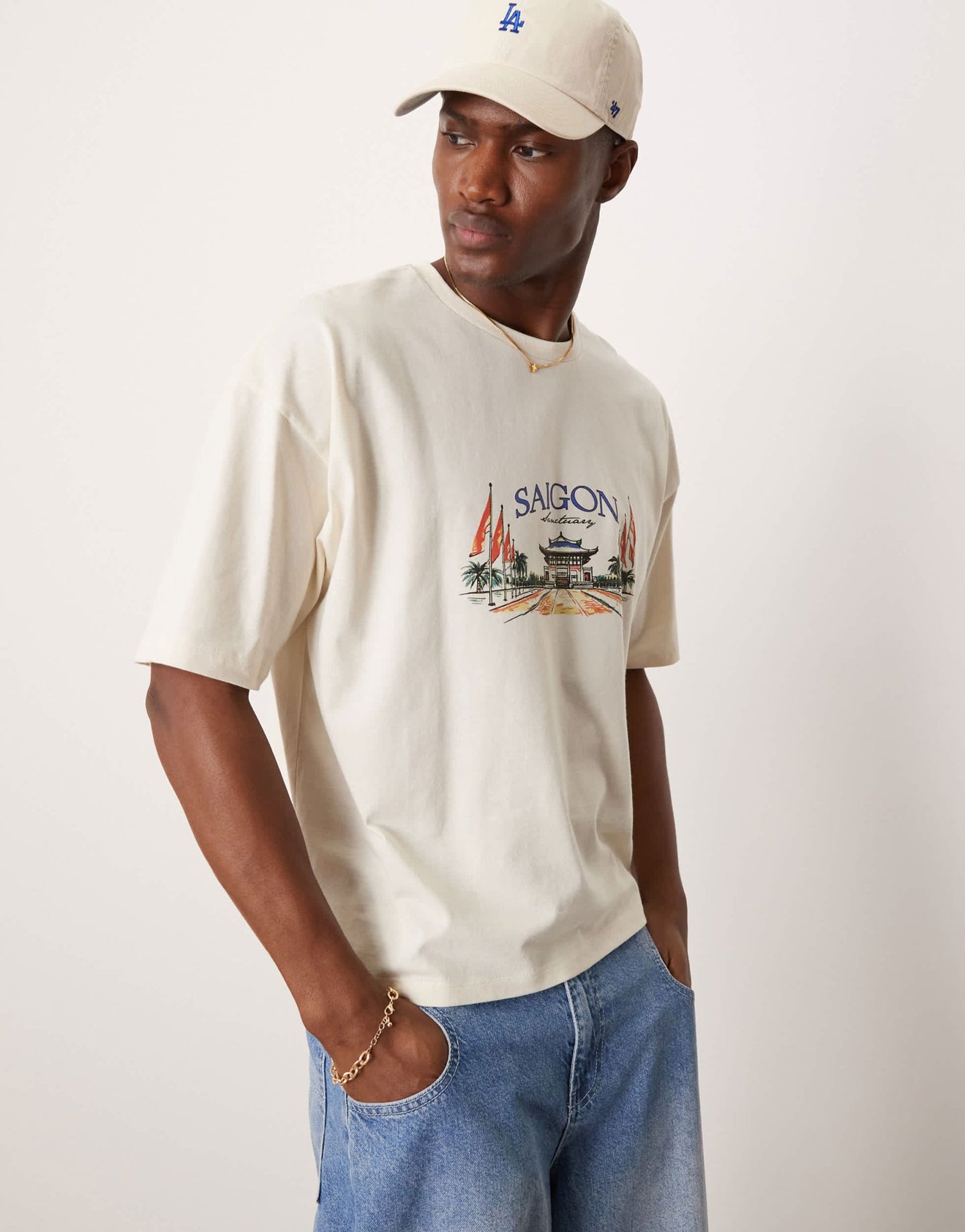 ASOS DESIGN boxy oversized t-shirt with scenic graphic in cream - ASOS Sample Sale EU Store