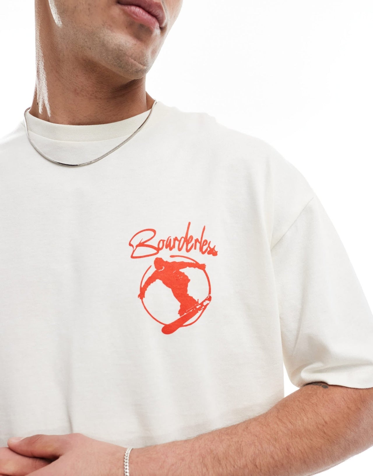 ASOS DESIGN boxy oversized t-shirt with snowboard graphic in cream - ASOS Sample Sale EU Store