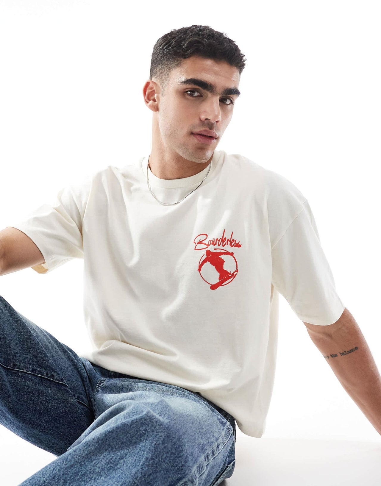 ASOS DESIGN boxy oversized t-shirt with snowboard graphic in cream - ASOS Sample Sale EU Store