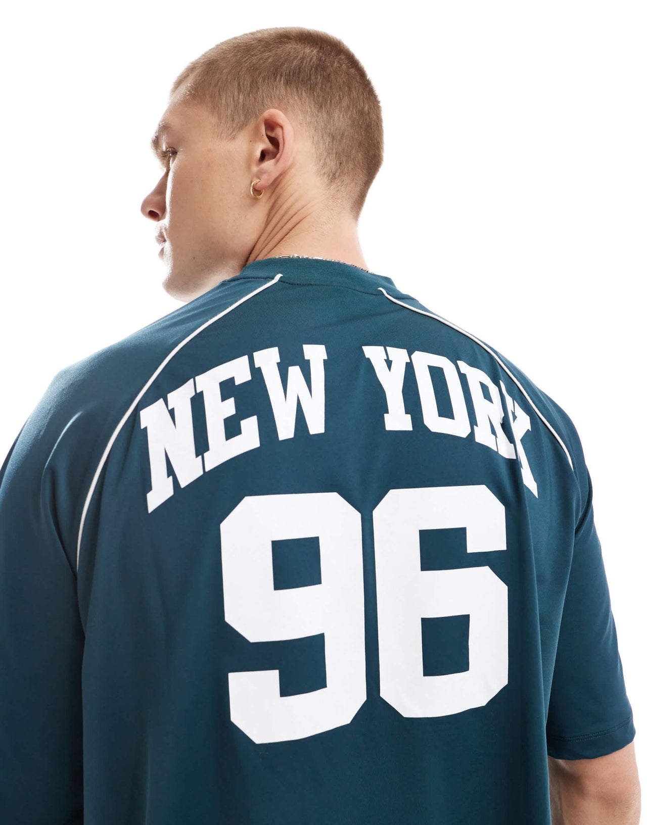 ASOS DESIGN boxy oversized t-shirt with sporty back print in teal - ASOS Sample Sale EU Store
