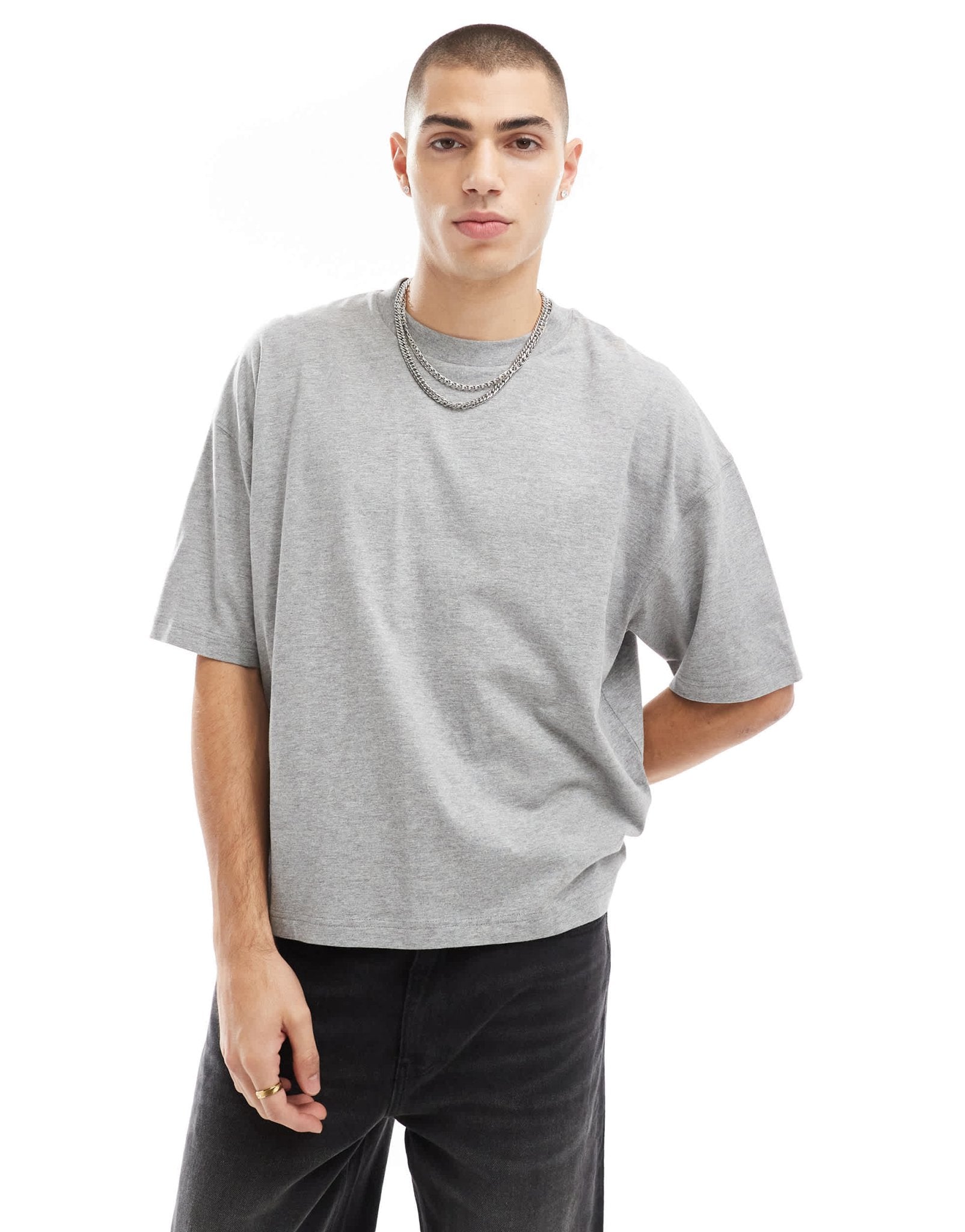 ASOS DESIGN boxy oversized t-shirt with workwear back print in grey marl - ASOS Sample Sale EU Store